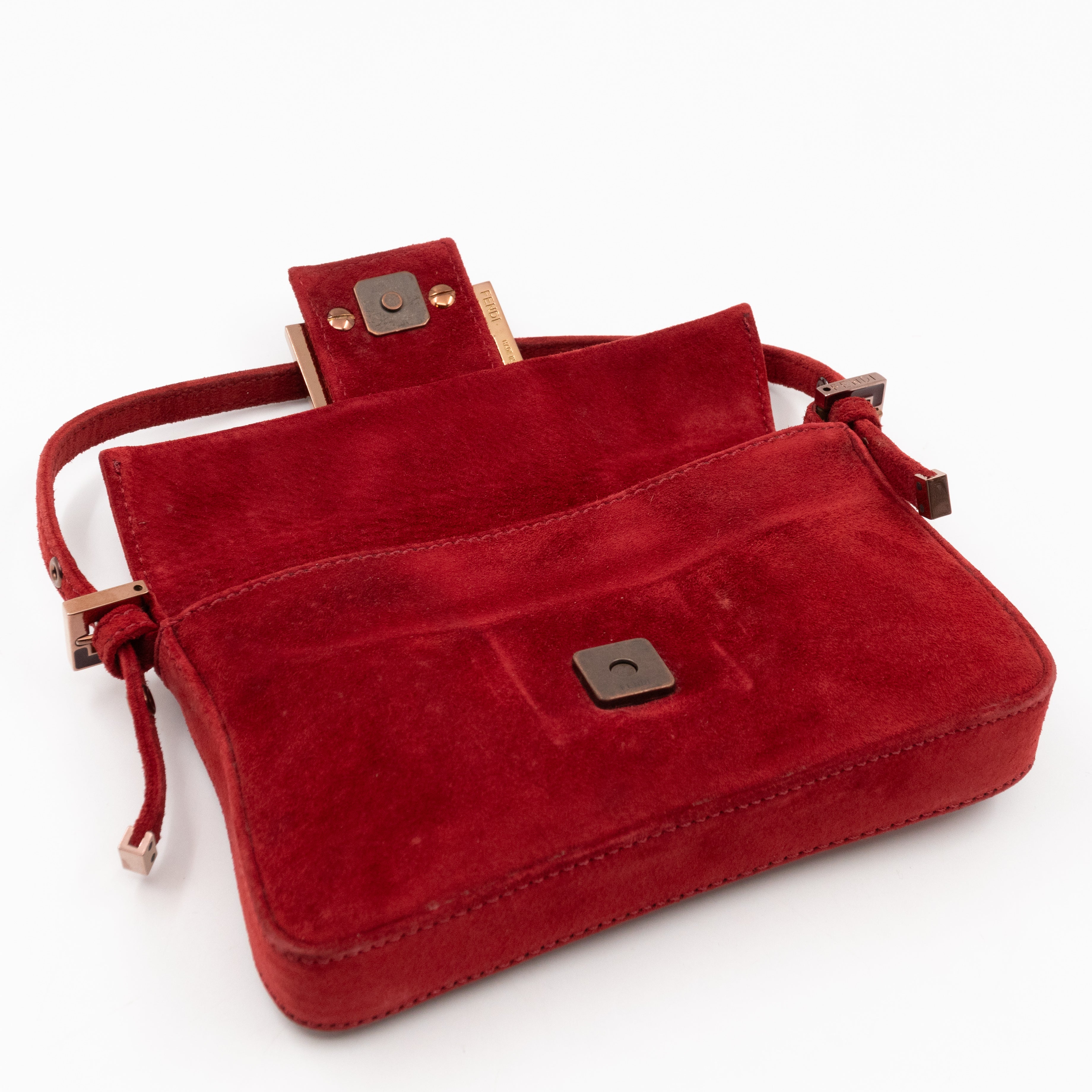 Mini Mamma Baguette Red Suede Leather