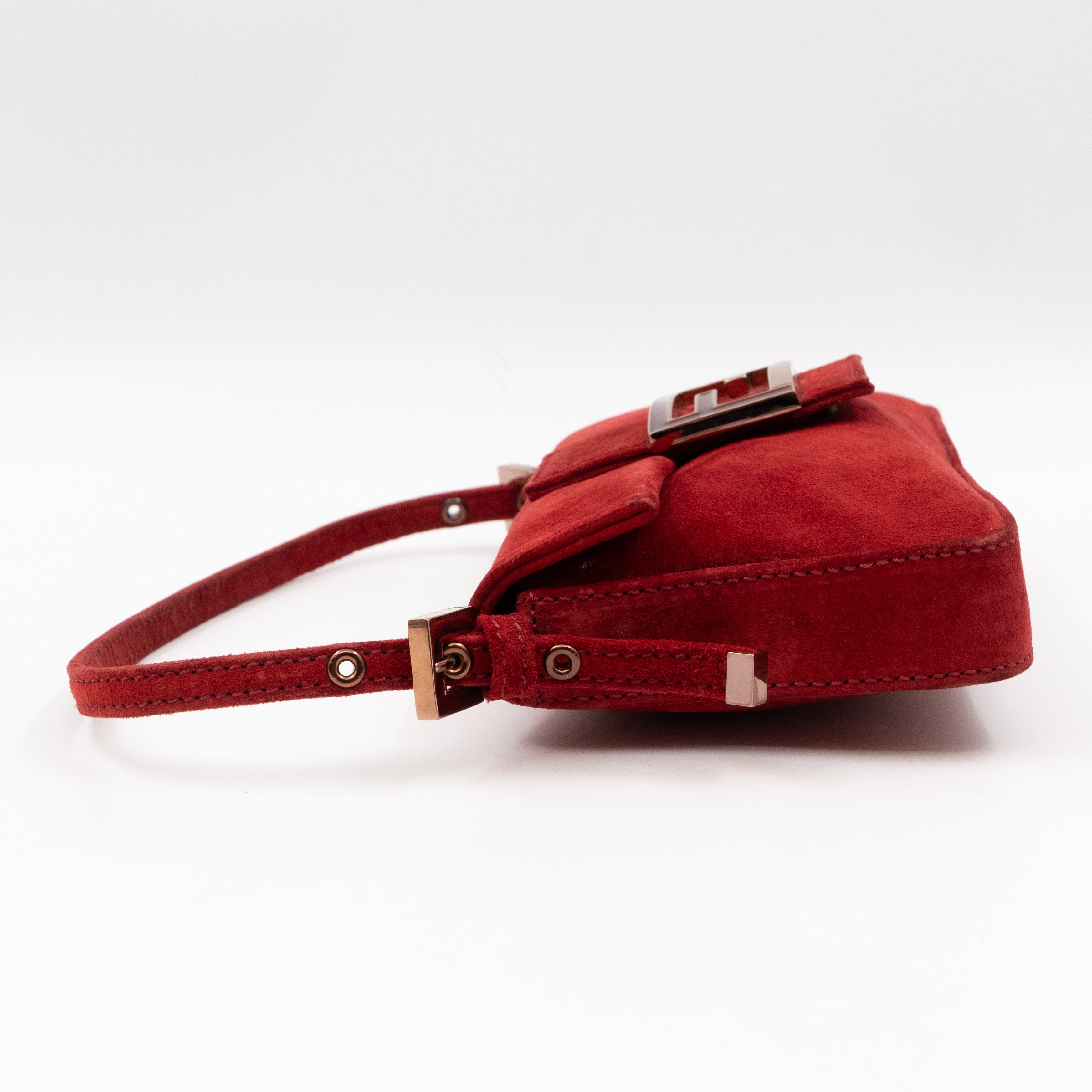 Mini Mamma Baguette Red Suede Leather