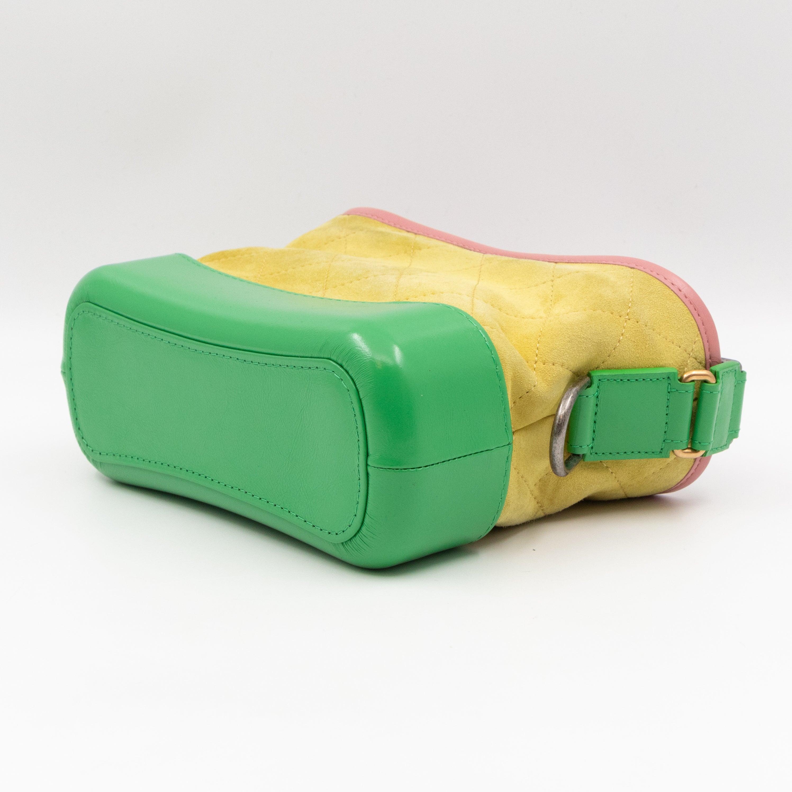 Gabrielle Hobo Small Yellow Suede Green Pink Leather