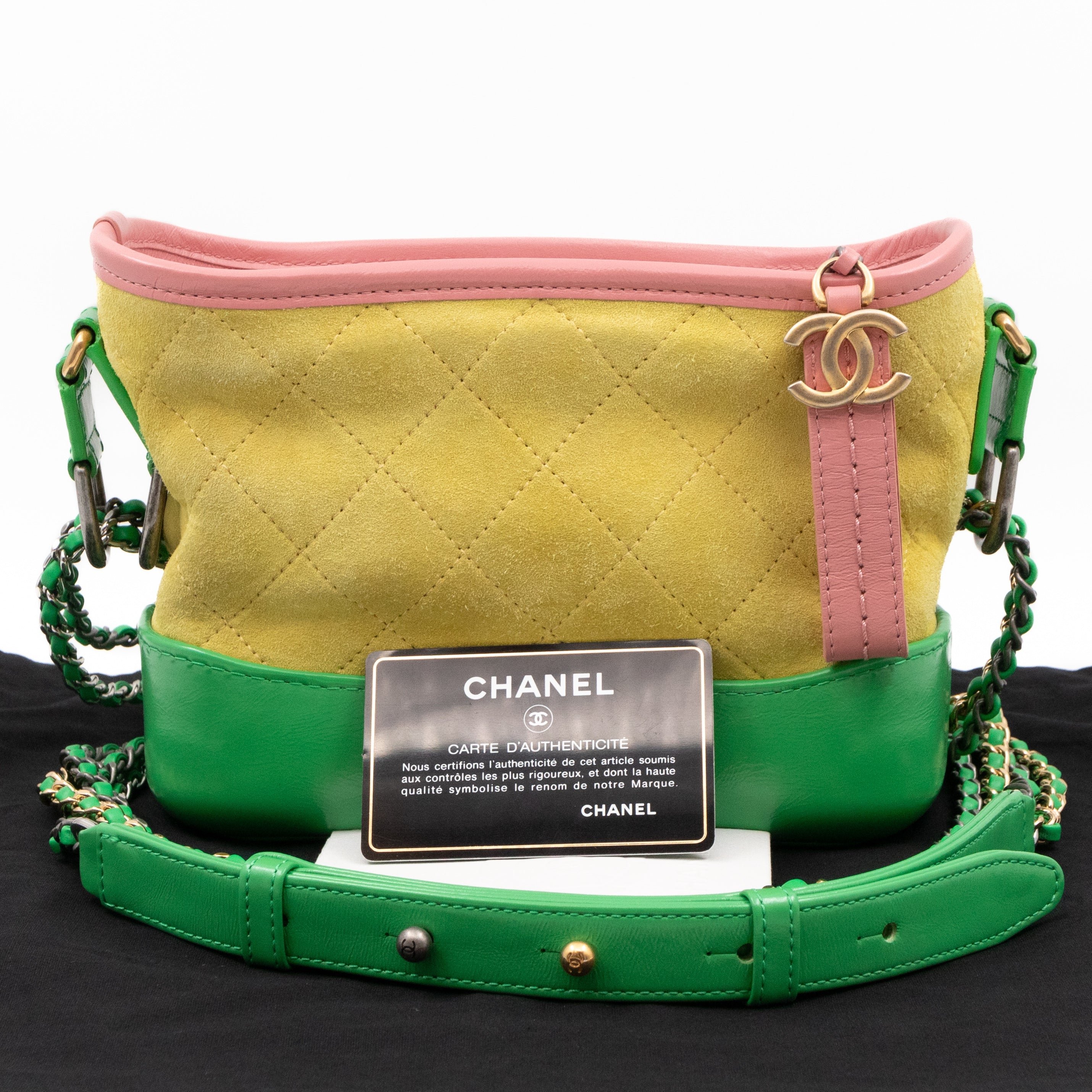 Gabrielle Hobo Small Yellow Suede Green Pink Leather