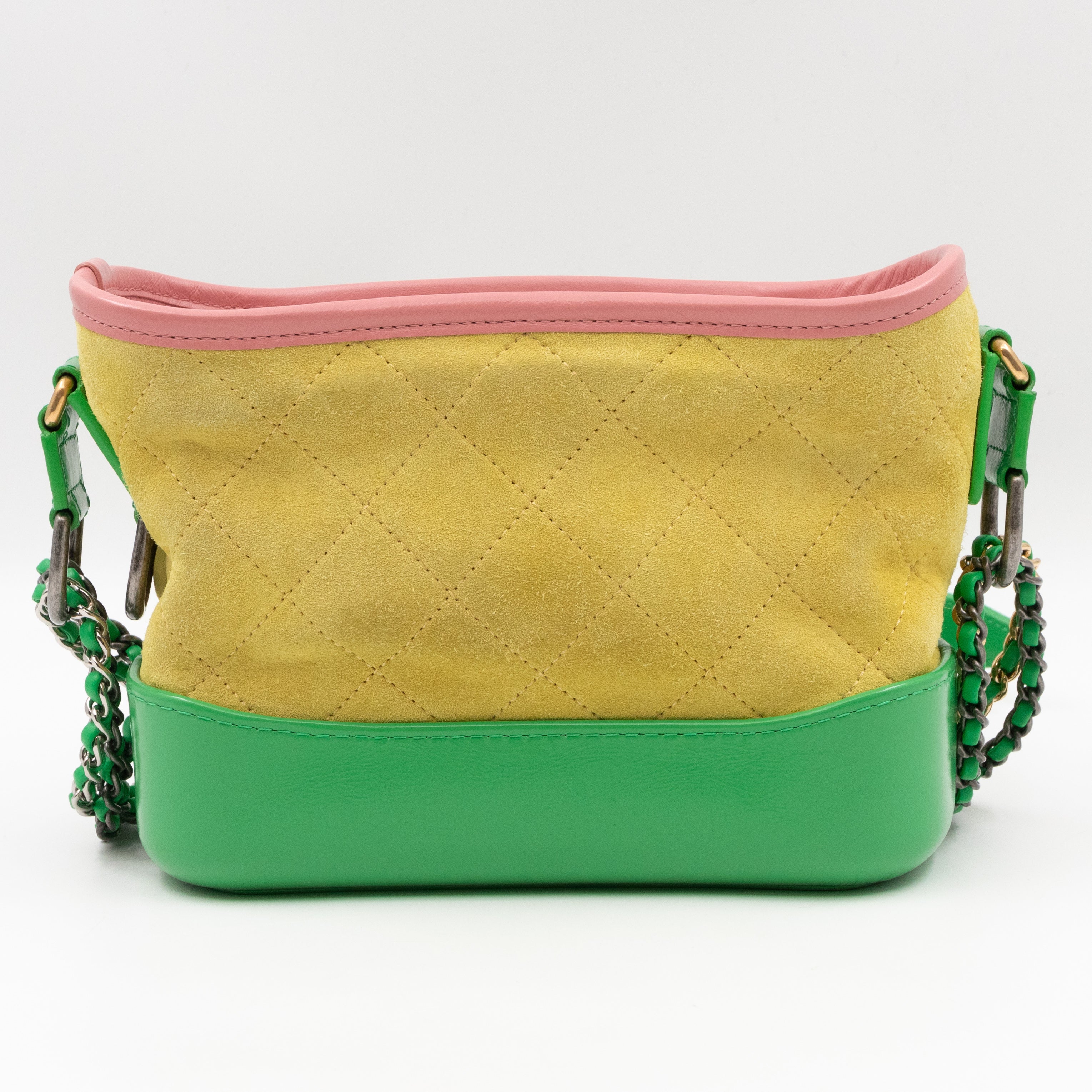 Gabrielle Hobo Small Yellow Suede Green Pink Leather