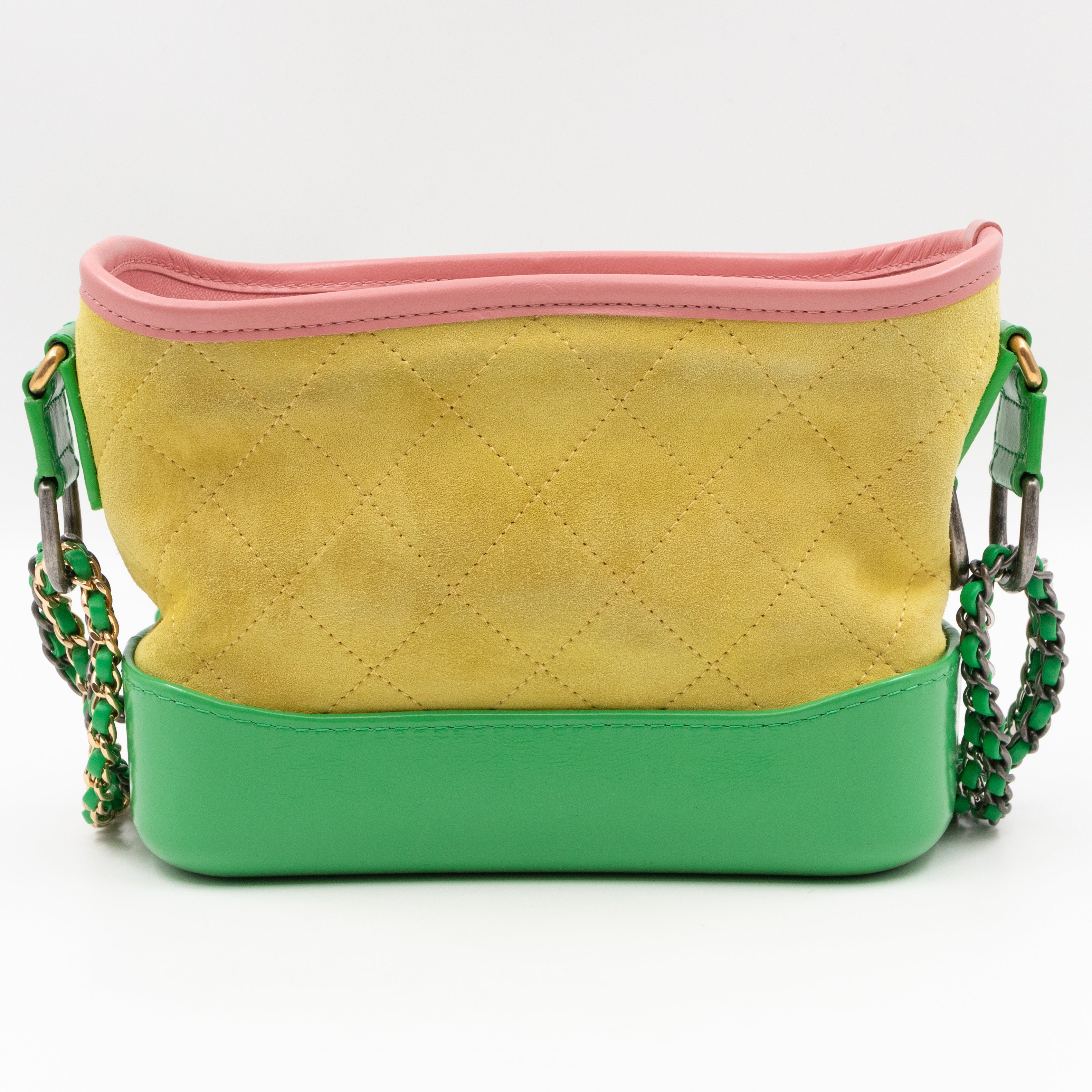 Gabrielle Hobo Small Yellow Suede Green Pink Leather