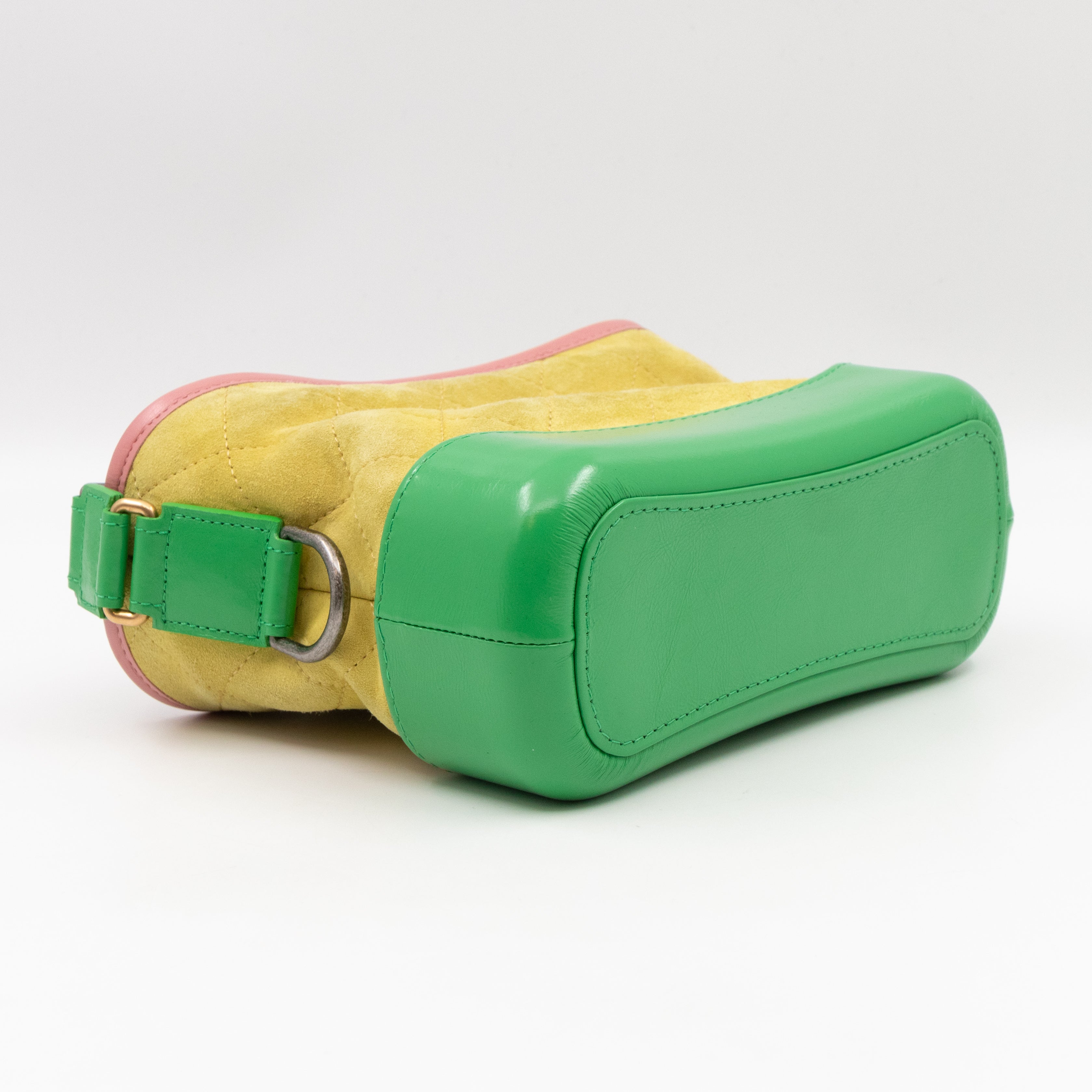 Gabrielle Hobo Small Yellow Suede Green Pink Leather