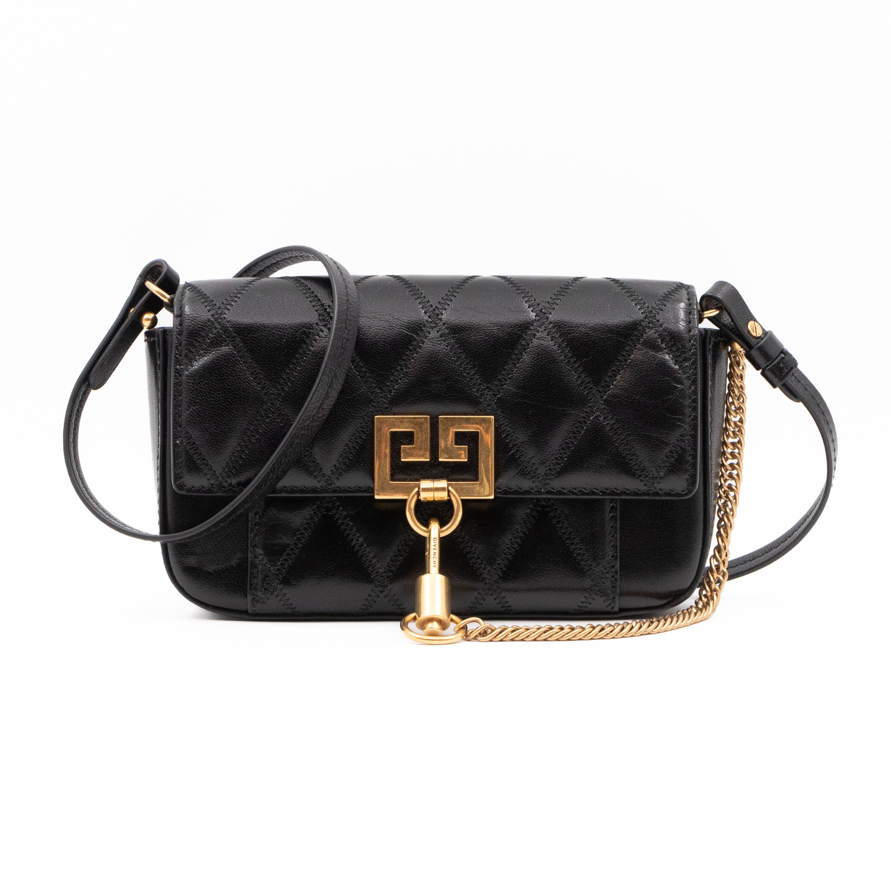 Mini Quilted Pocket Bag Black Leather