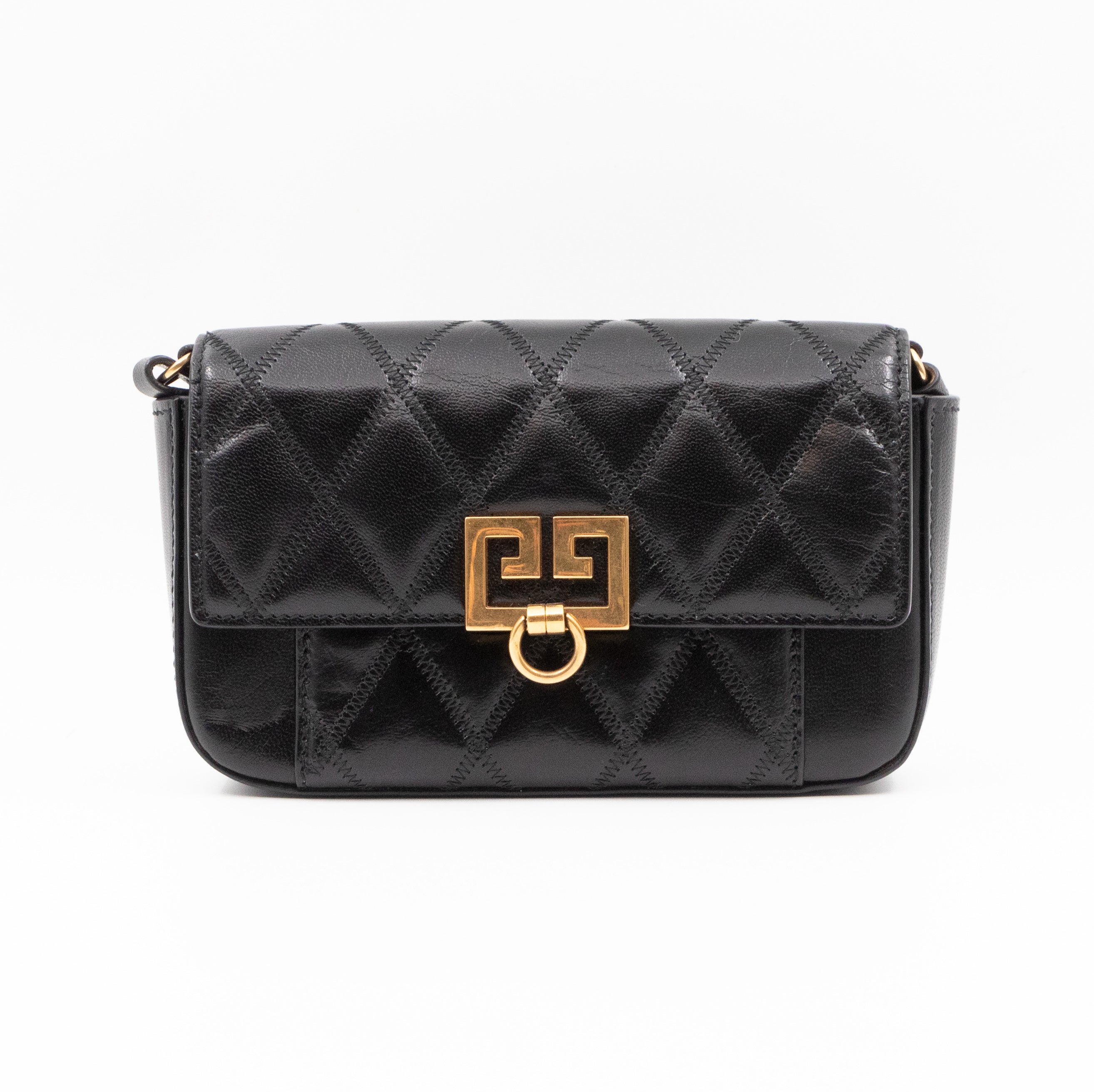 Mini Quilted Pocket Bag Black Leather