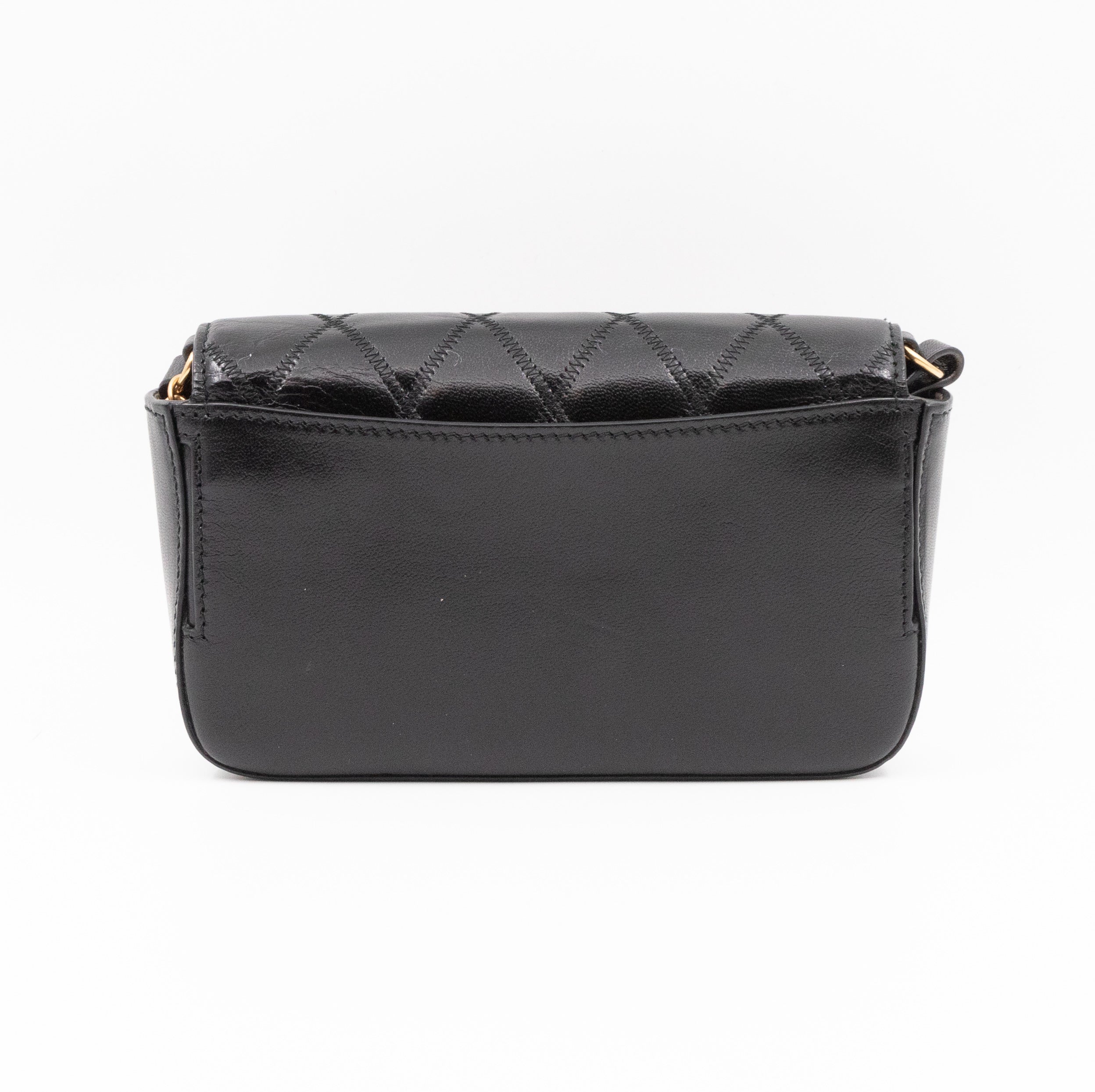 Mini Quilted Pocket Bag Black Leather