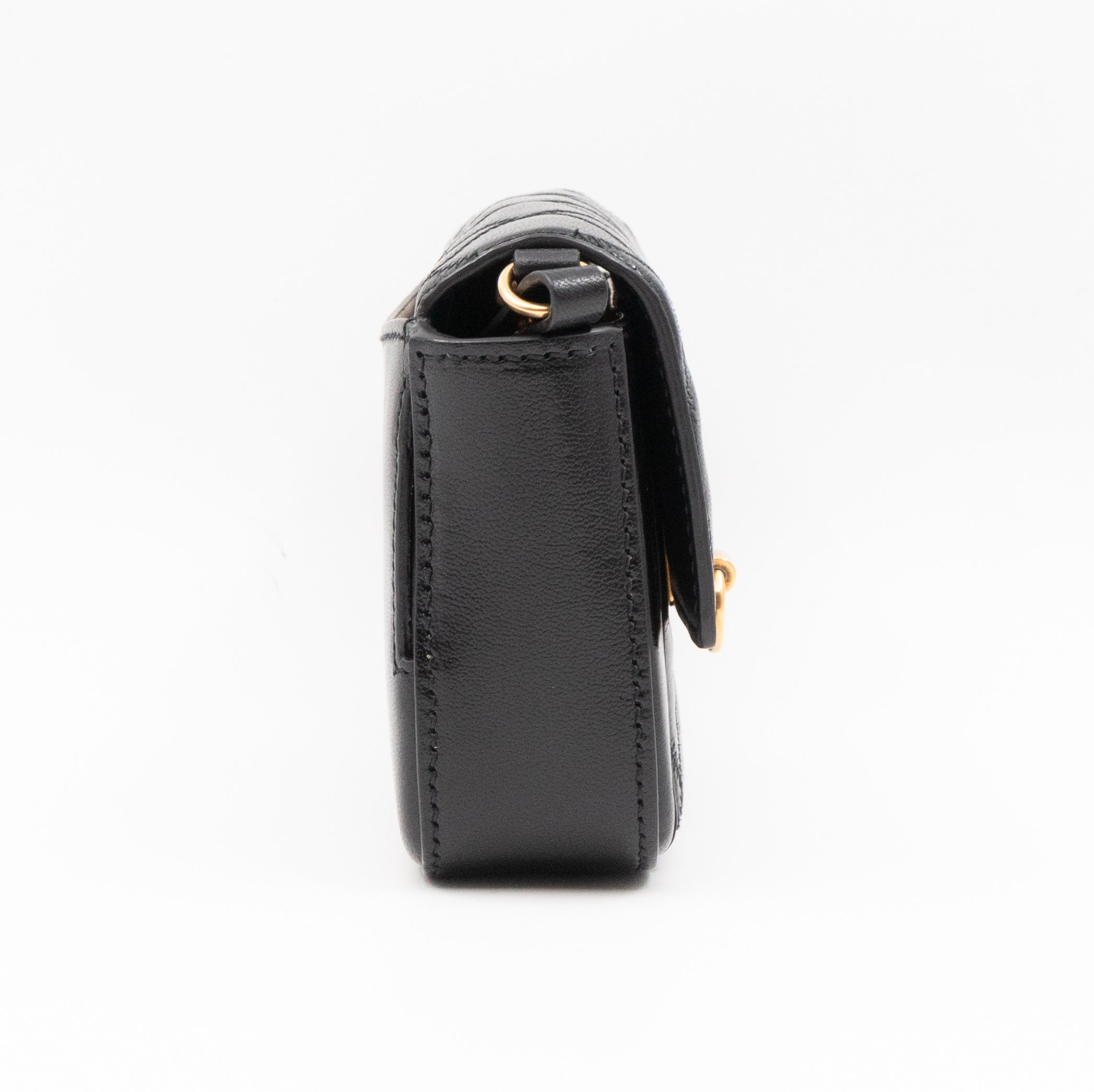 Mini Quilted Pocket Bag Black Leather