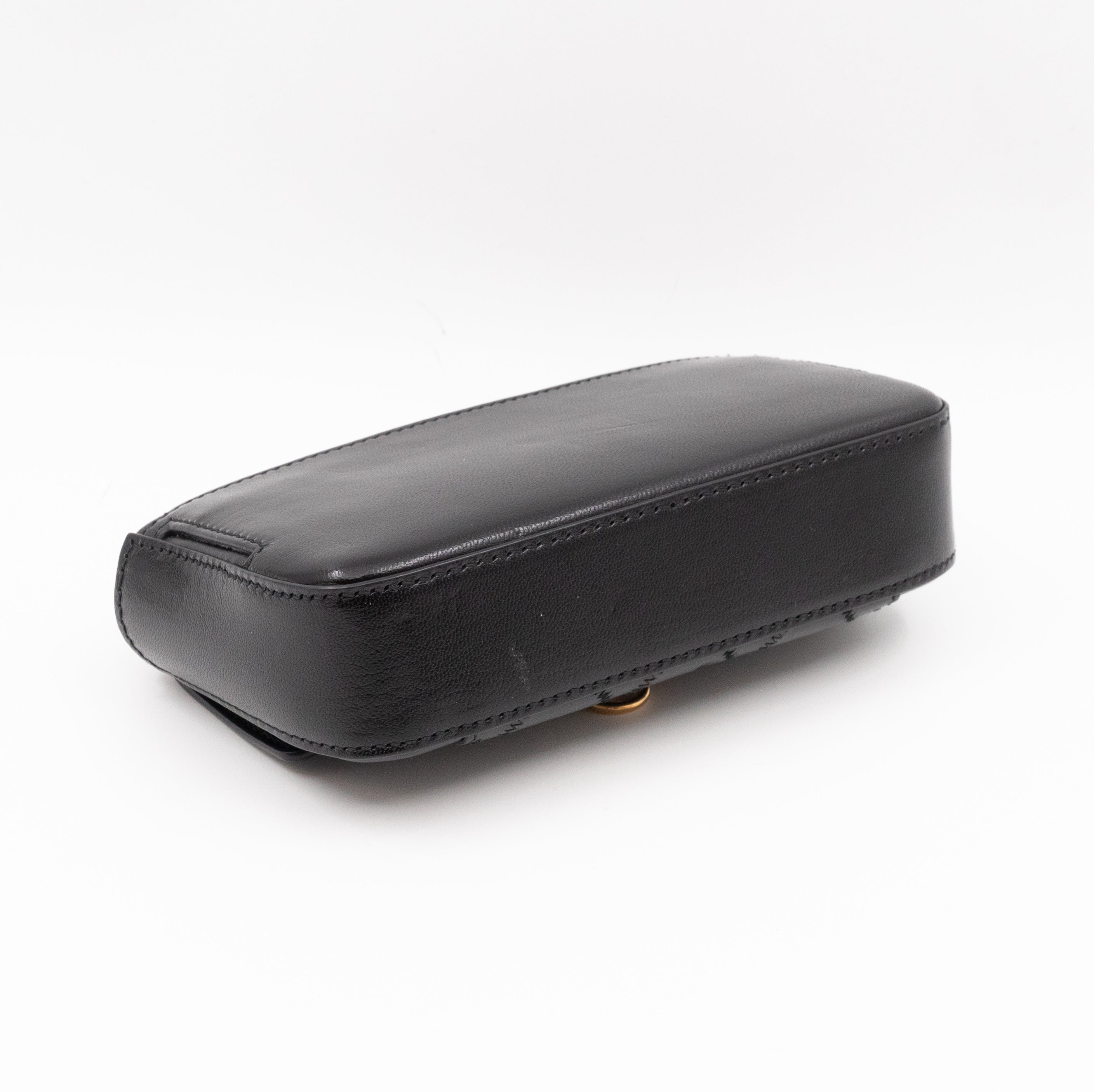 Mini Quilted Pocket Bag Black Leather