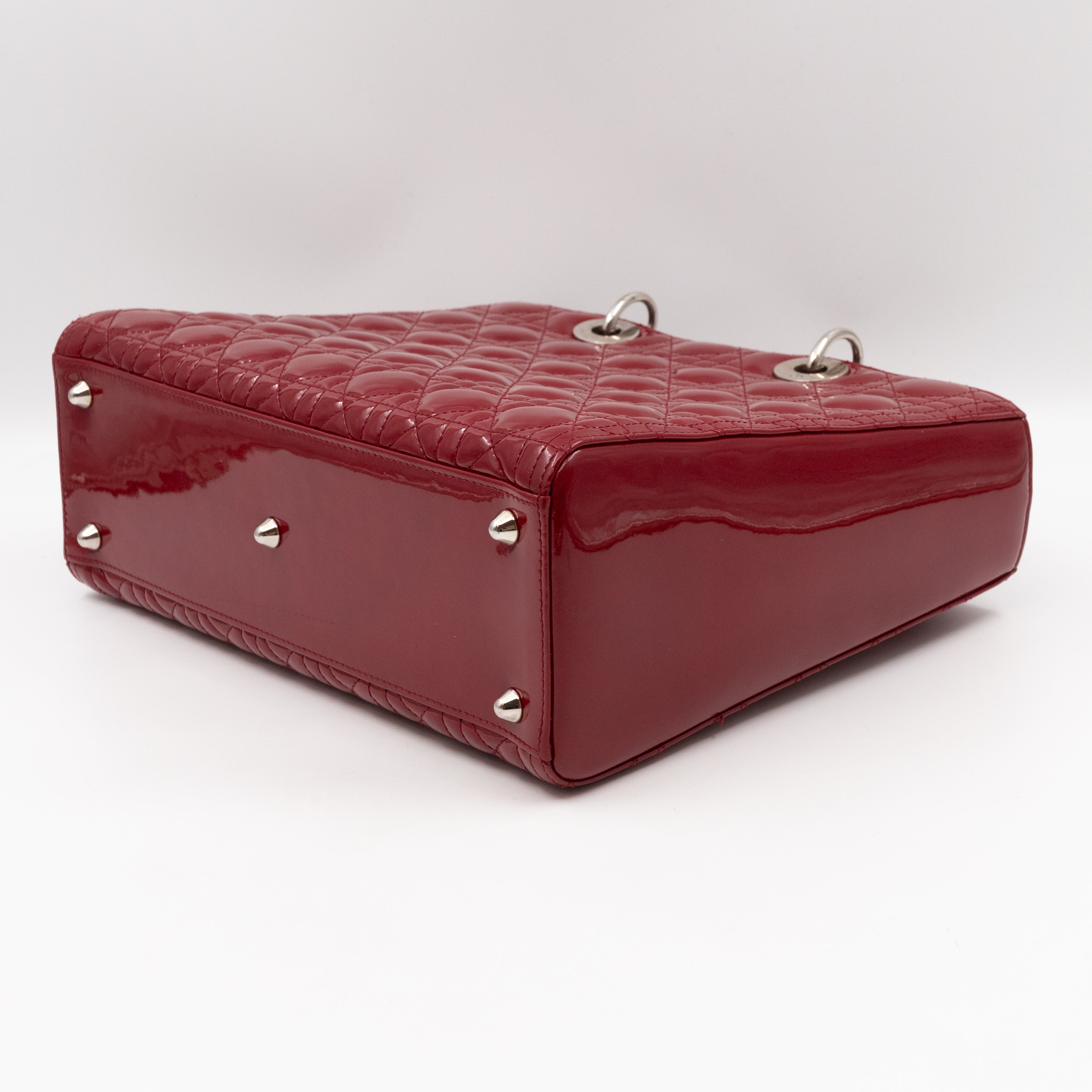 Lady Dior Large Dark Red Patent Leather