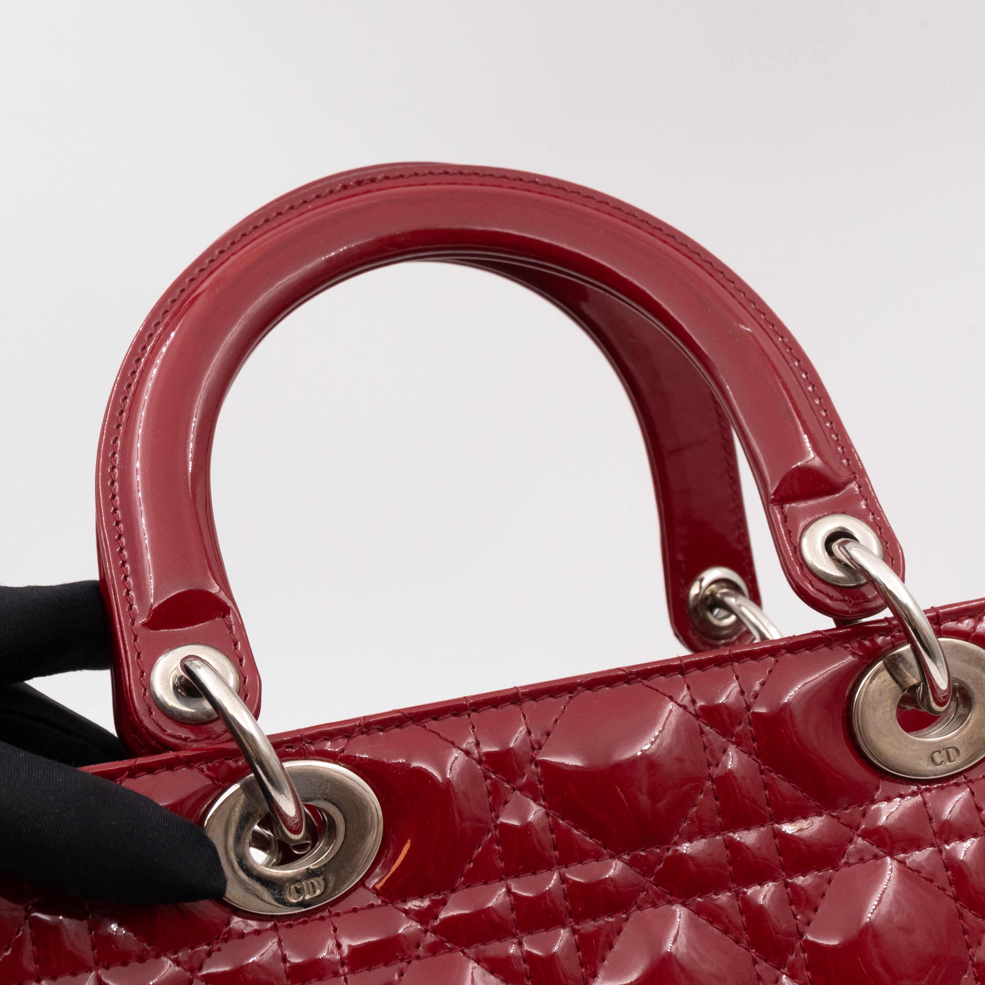 Lady Dior Large Dark Red Patent Leather