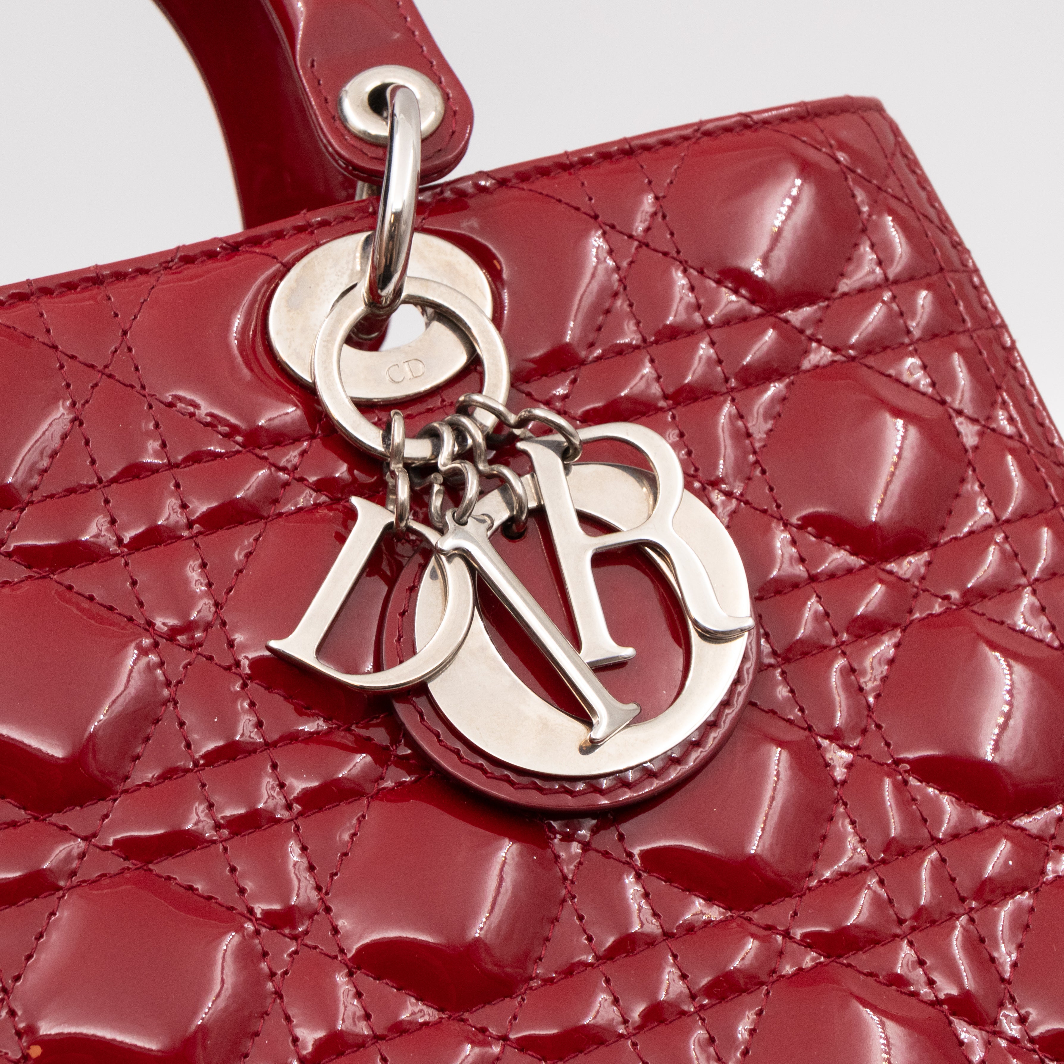 Lady Dior Large Dark Red Patent Leather