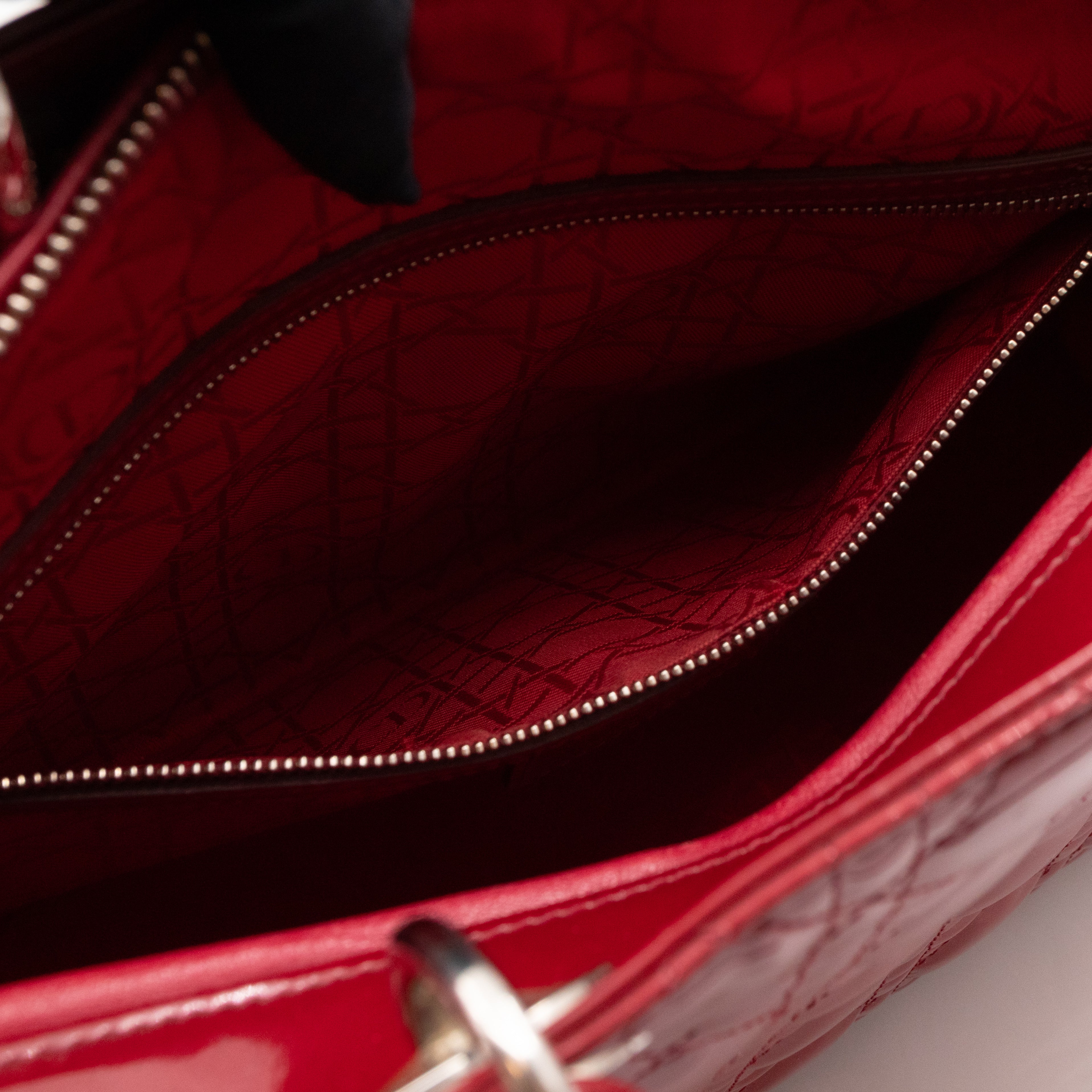 Lady Dior Large Dark Red Patent Leather