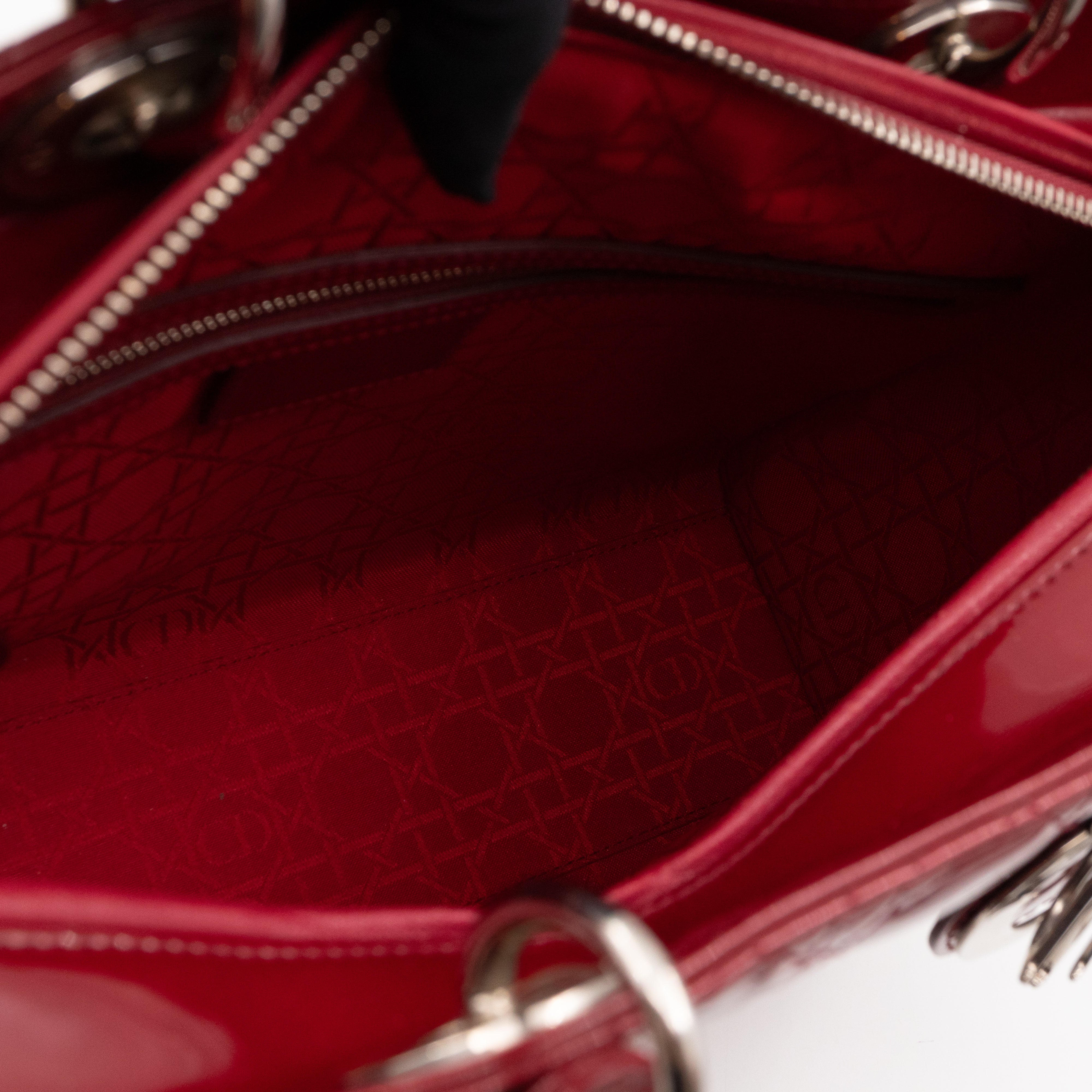 Lady Dior Large Dark Red Patent Leather