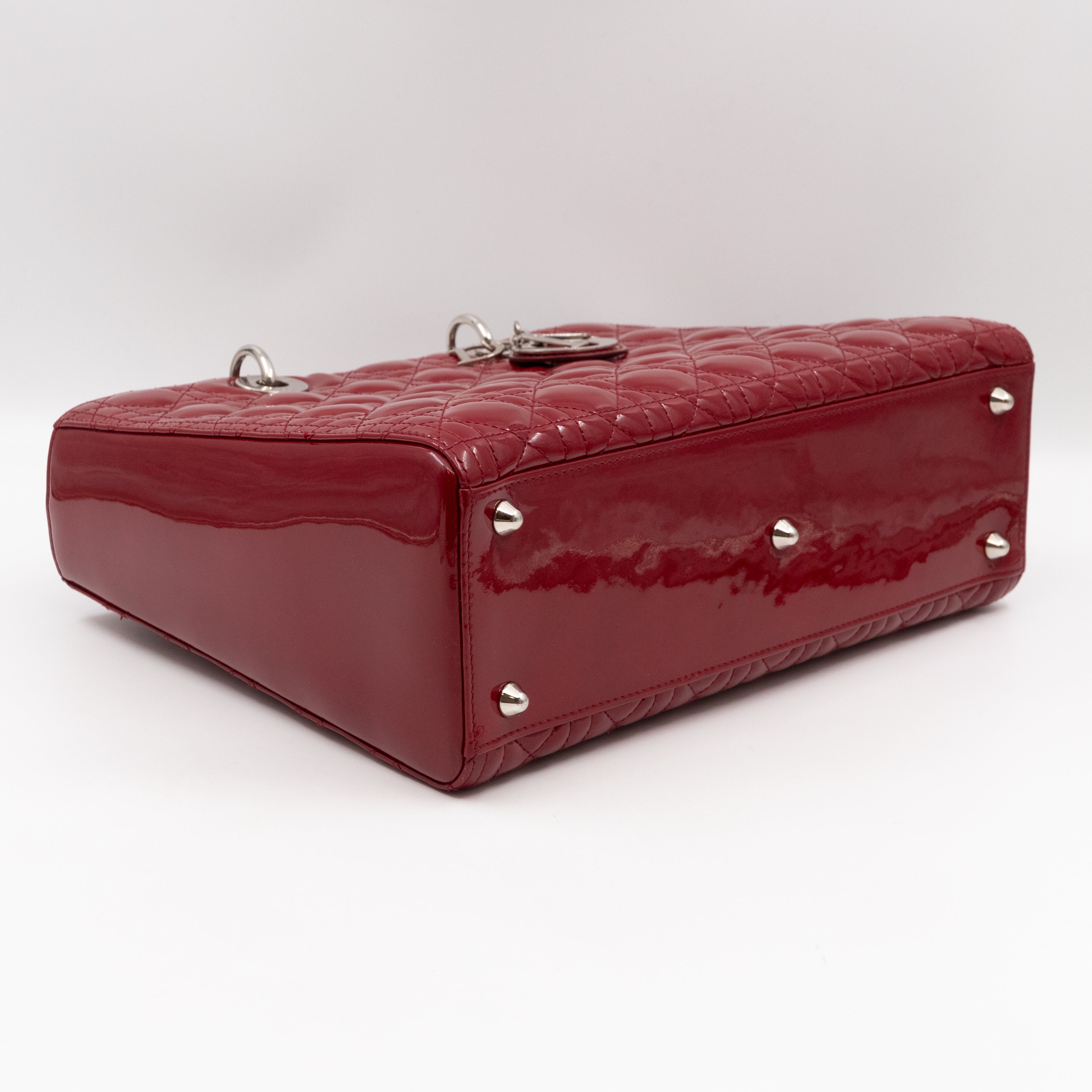 Lady Dior Large Dark Red Patent Leather