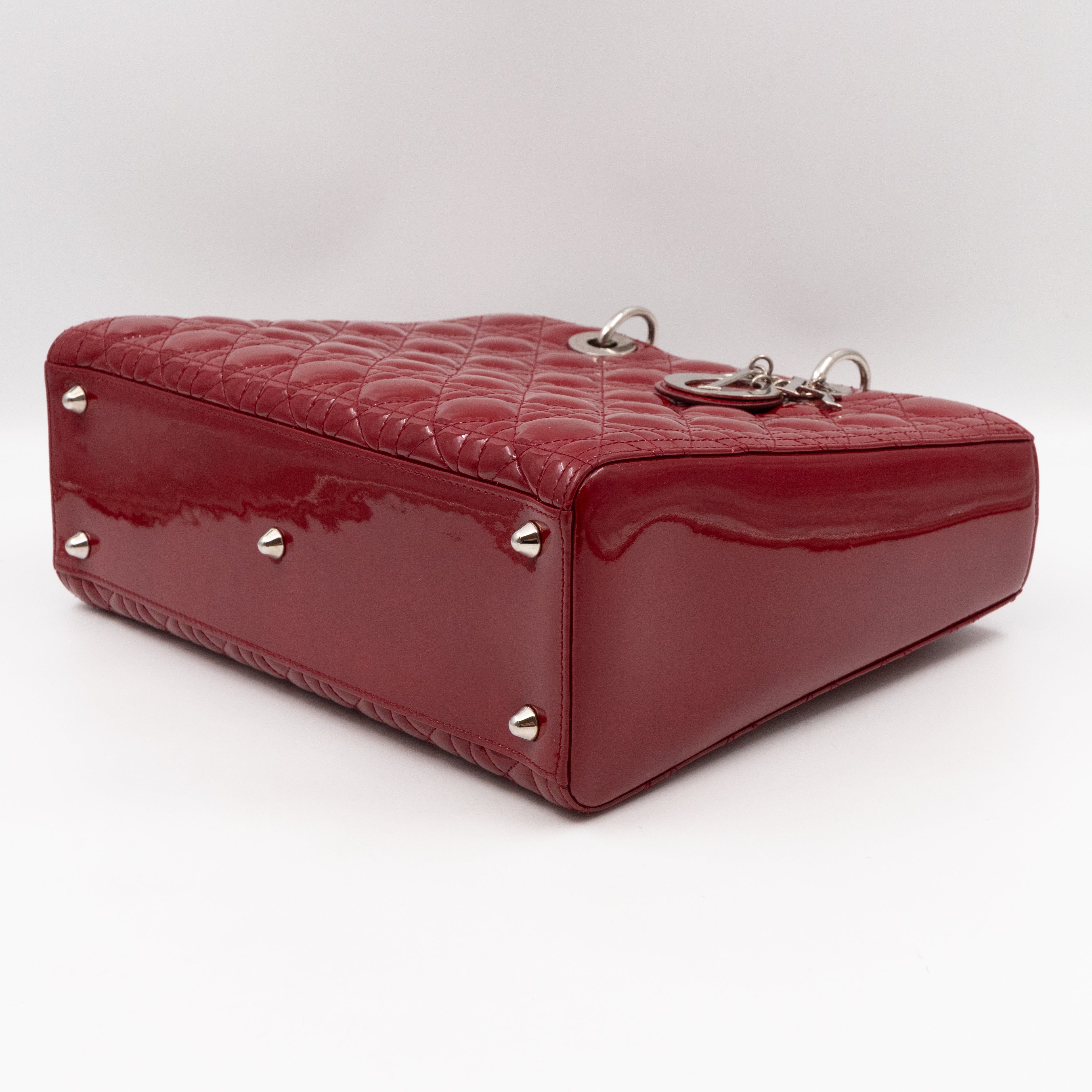 Lady Dior Large Dark Red Patent Leather