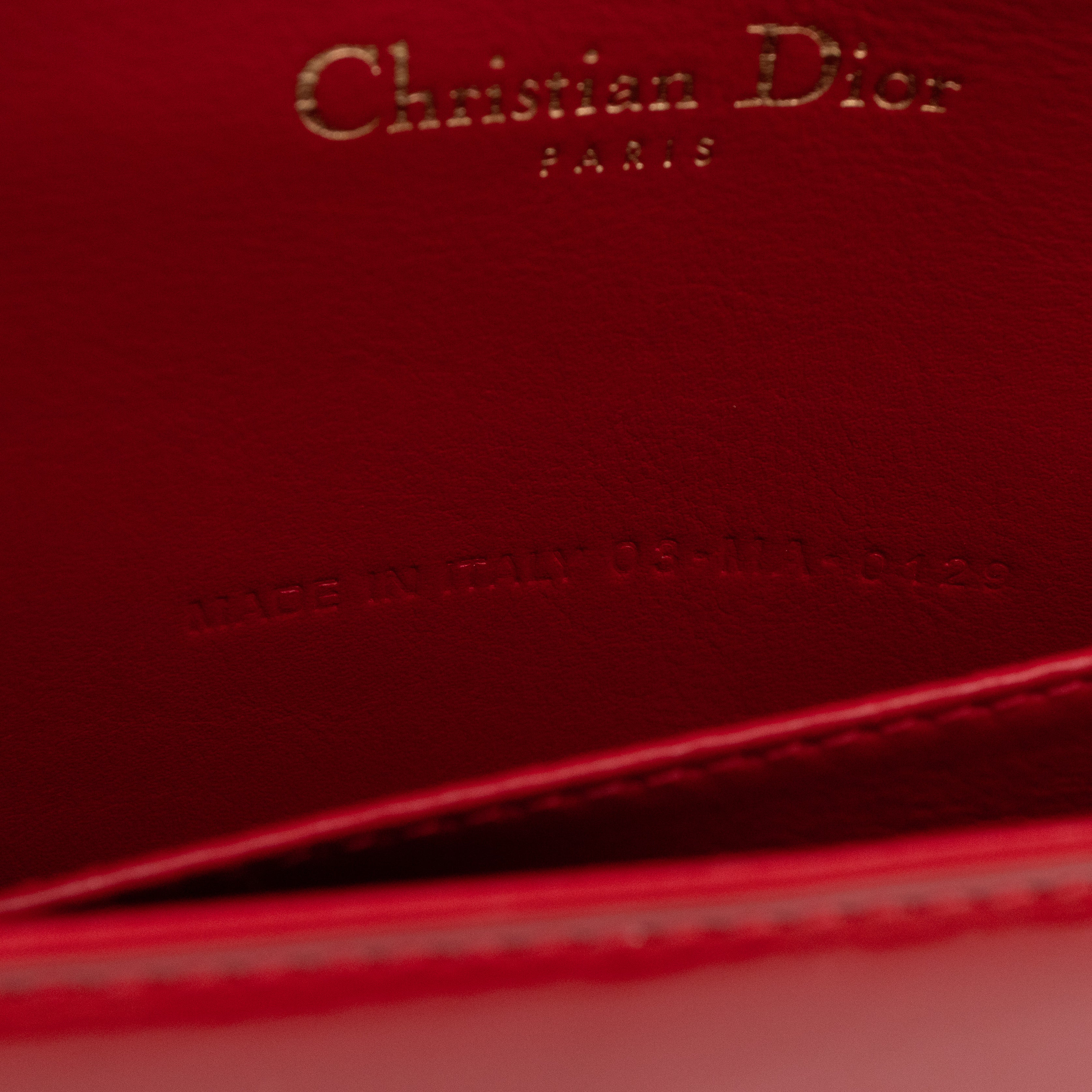 Lady Dior Pouch with Chain Red Cannage Patent Leather