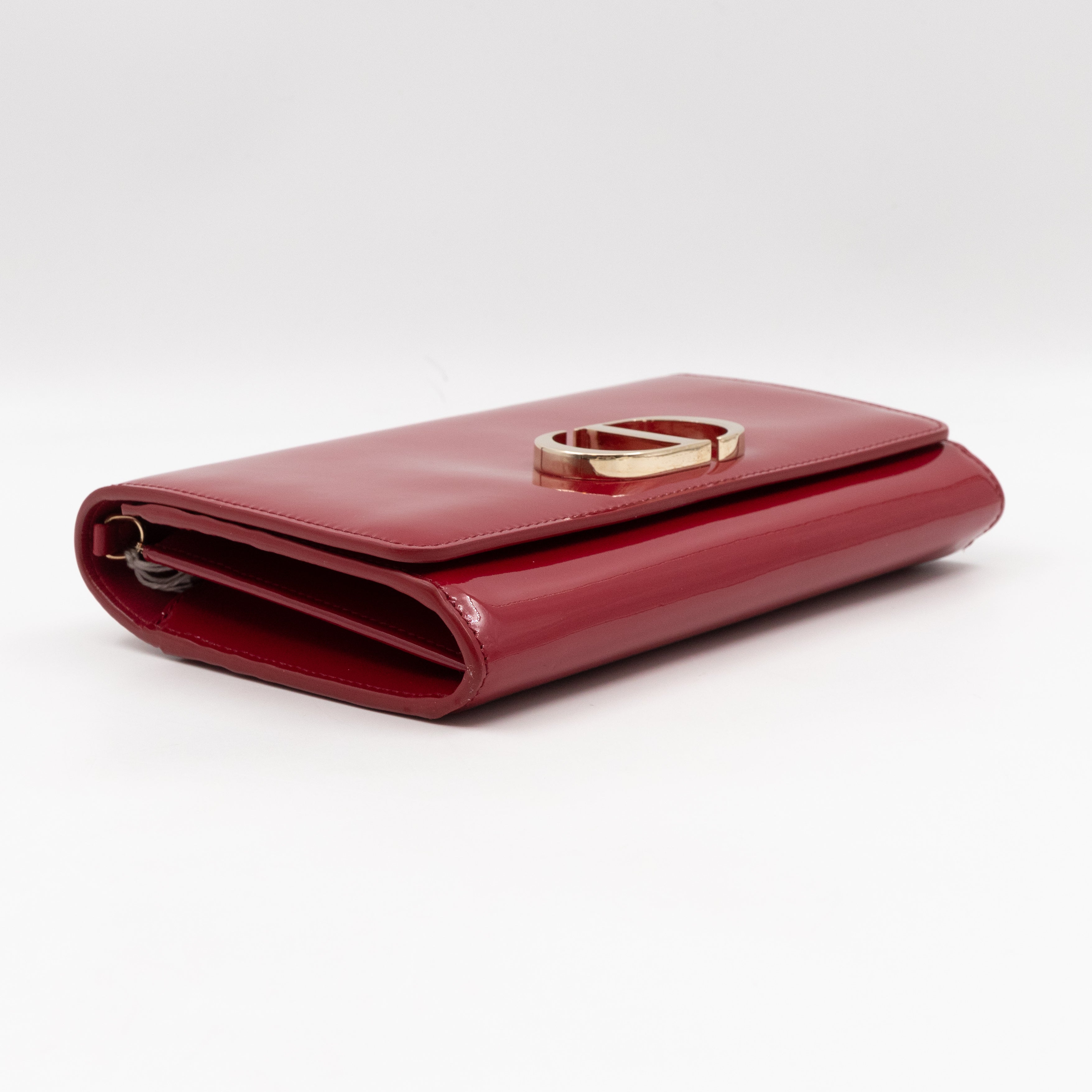 30 Montaigne Pouch with Chain Cerise Red Patent Leather