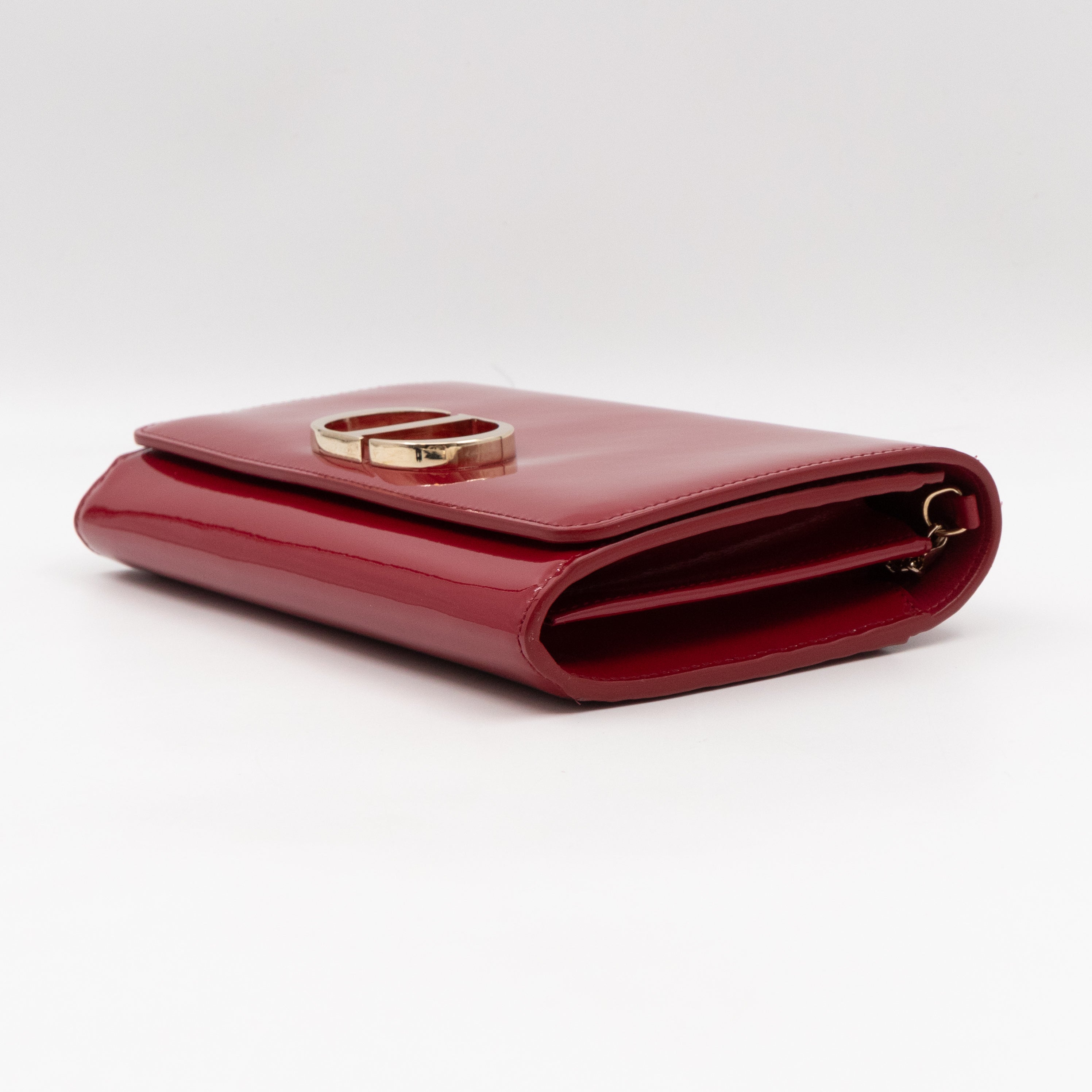 30 Montaigne Pouch with Chain Cerise Red Patent Leather
