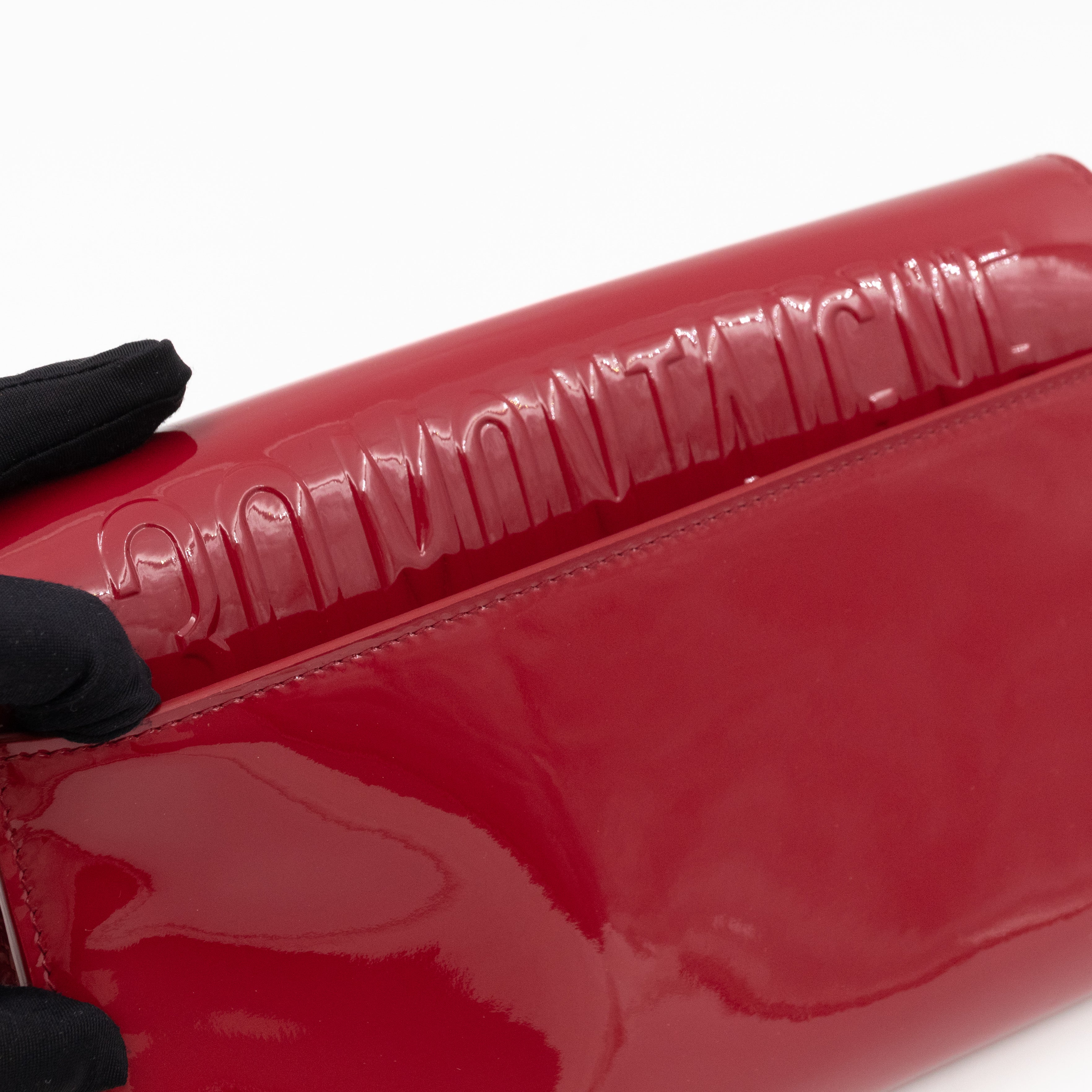 30 Montaigne Pouch with Chain Cerise Red Patent Leather