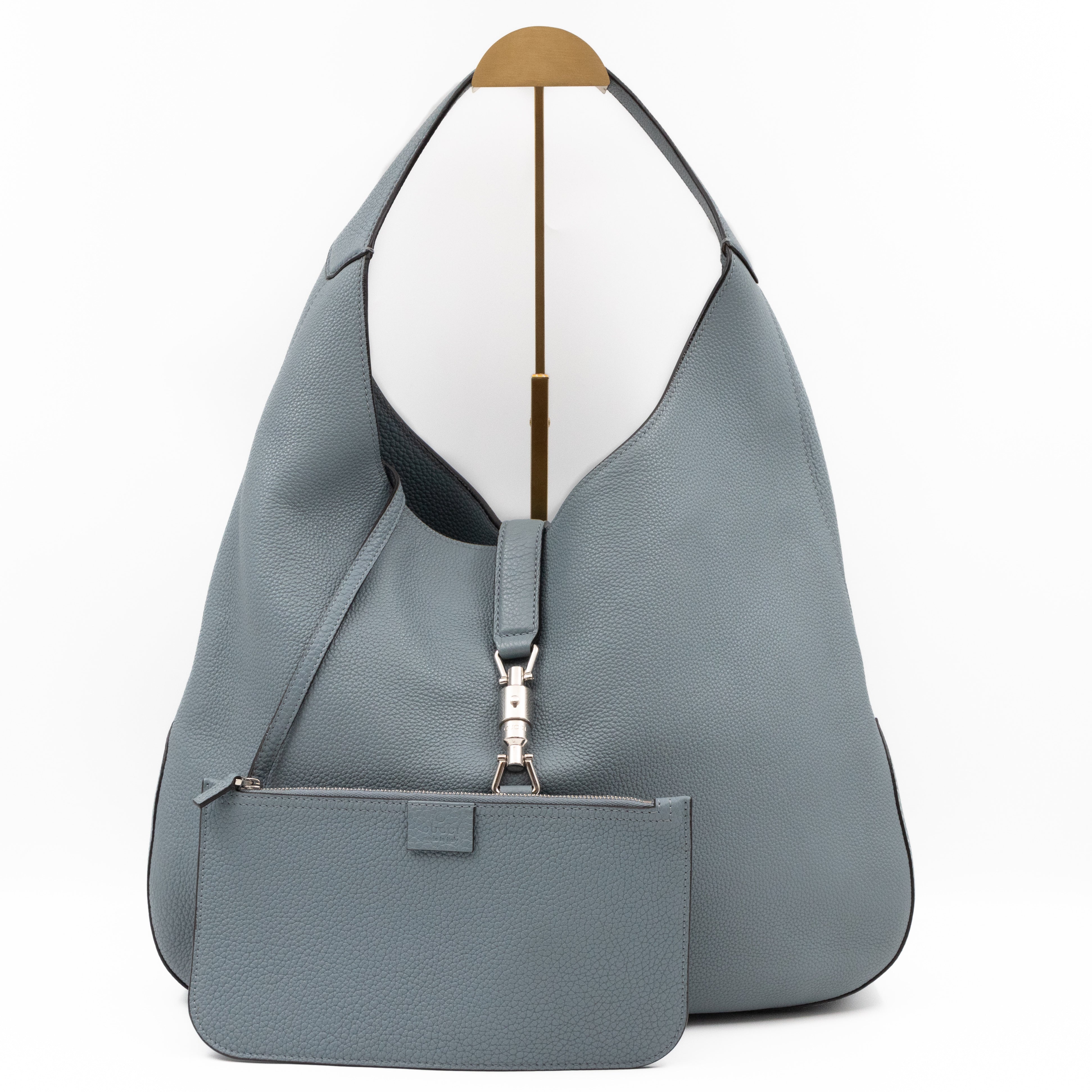 Jackie Large Hobo Bag Smoke Blue Leather