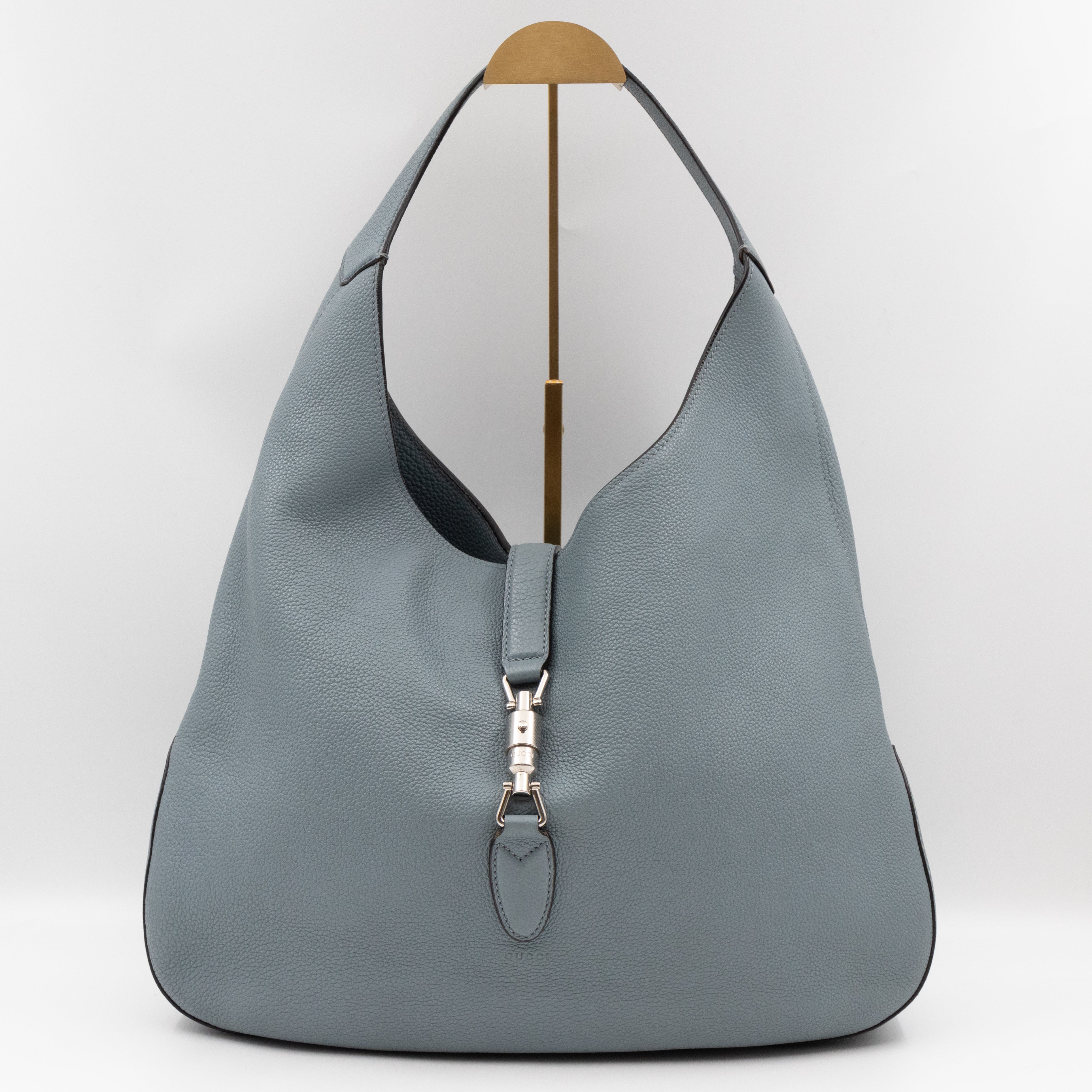 Jackie Large Hobo Bag Smoke Blue Leather