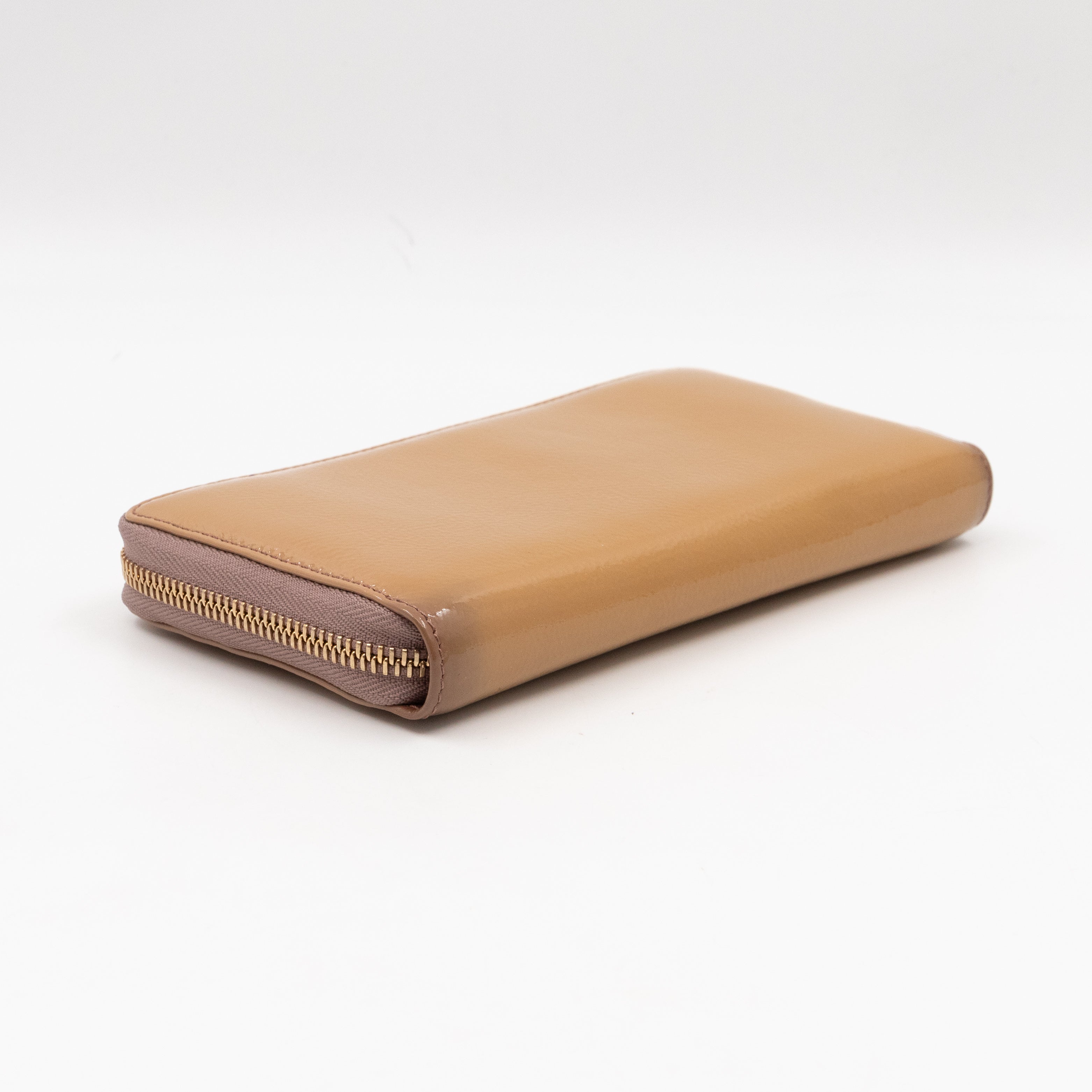 Soho Long Zip Around Wallet Beige Patent Leather