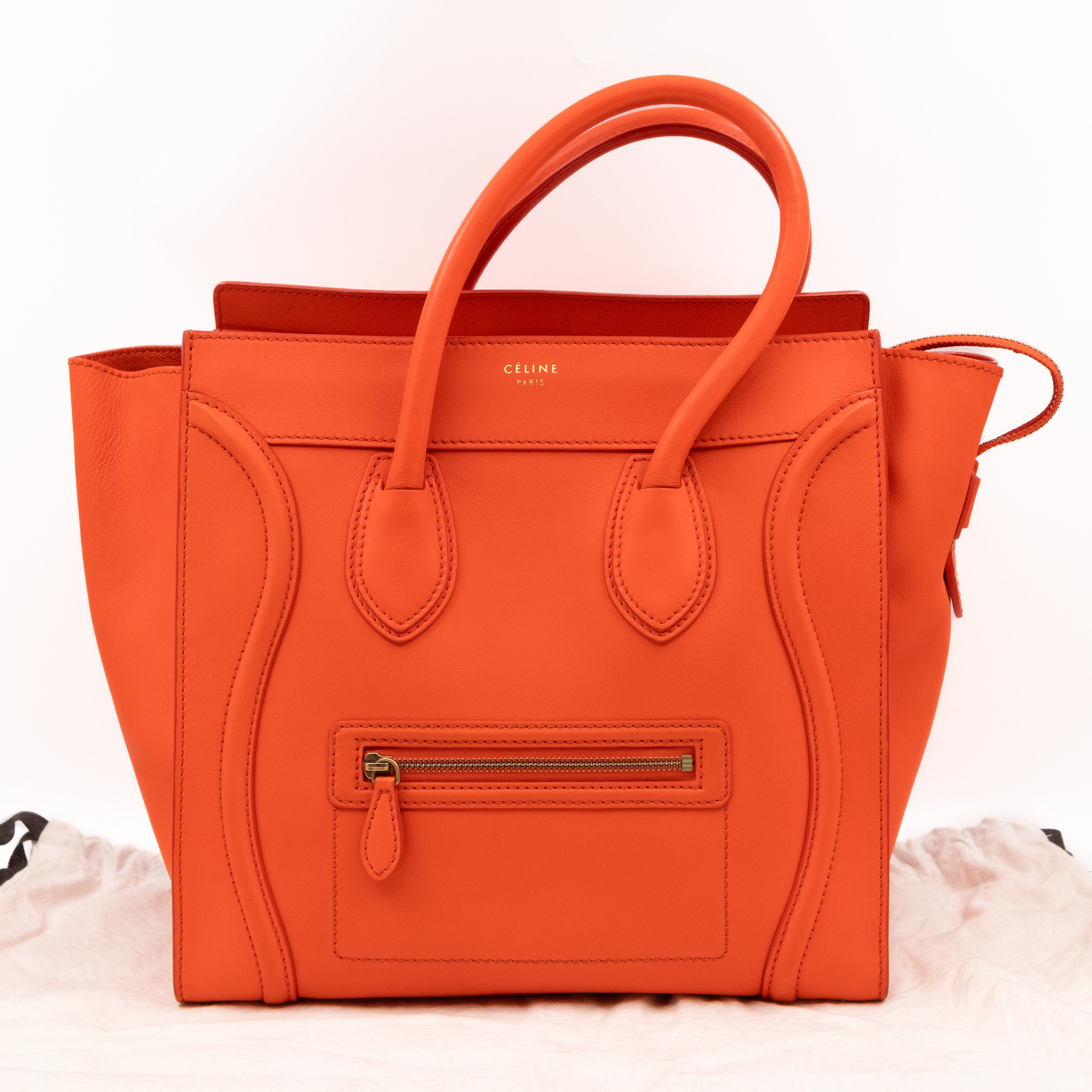 Mini Luggage Orange Leather