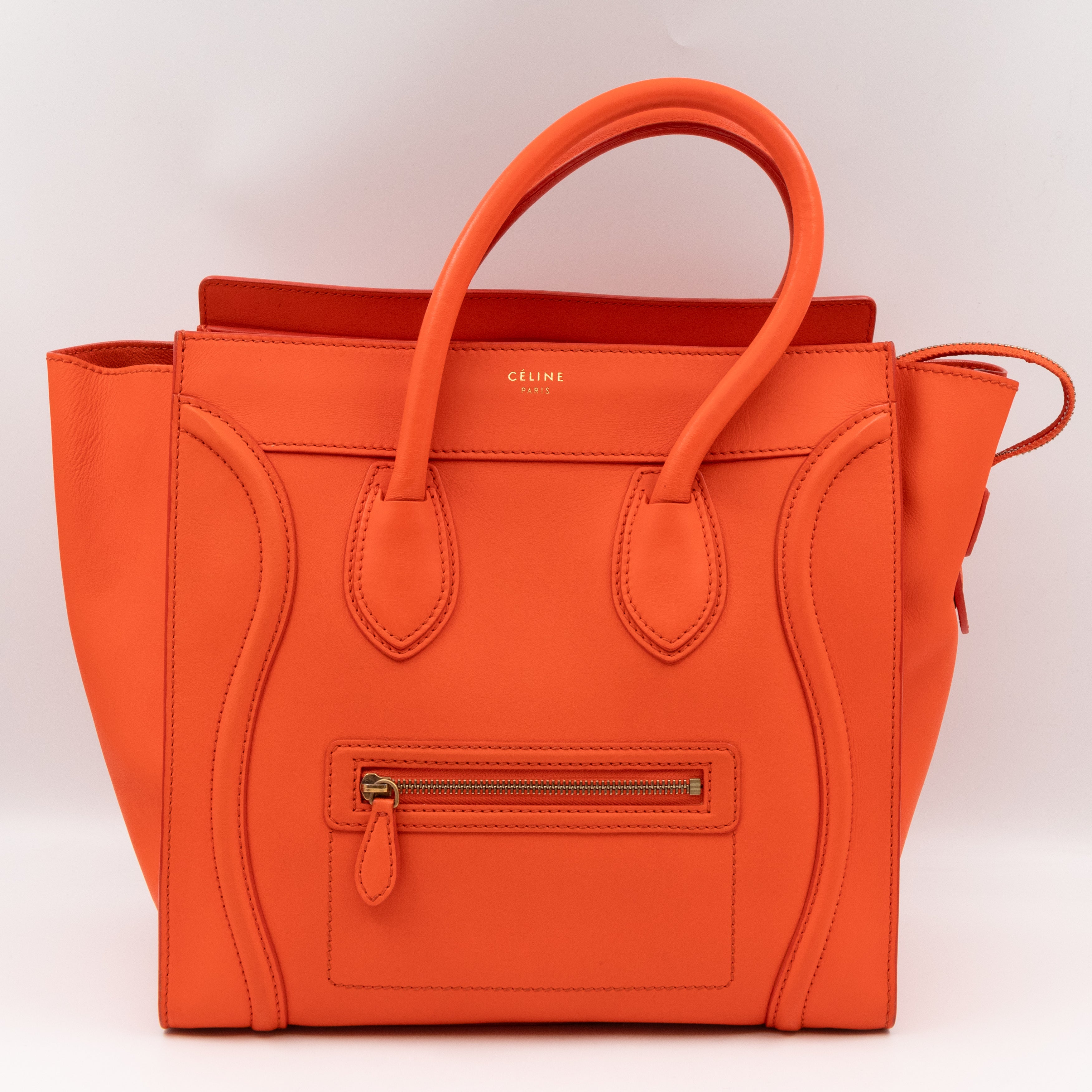 Mini Luggage Orange Leather