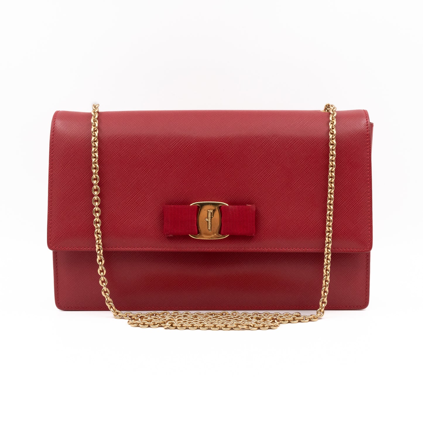 Ginny Vara Bow Red Saffiano Leather