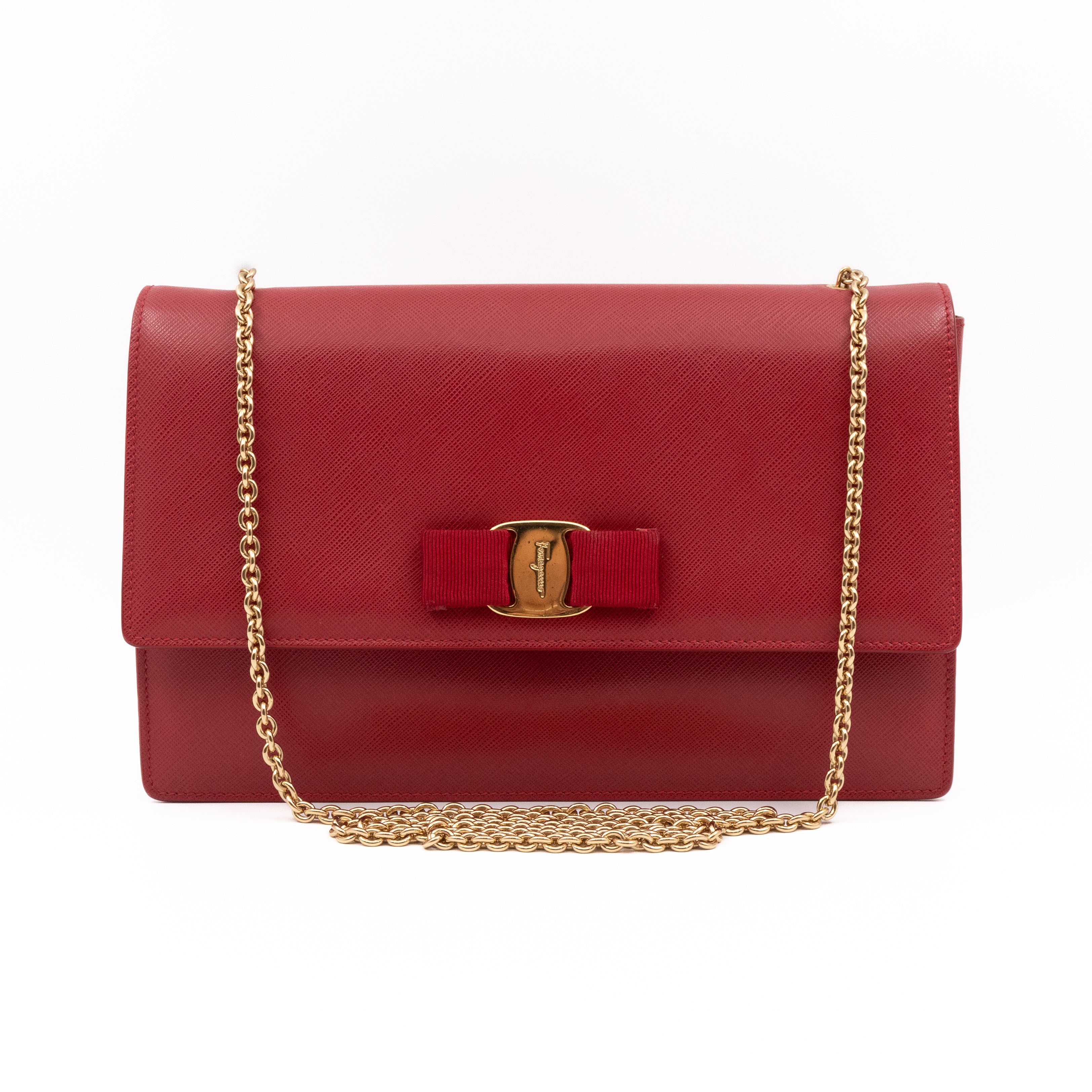 Ginny Vara Bow Red Saffiano Leather