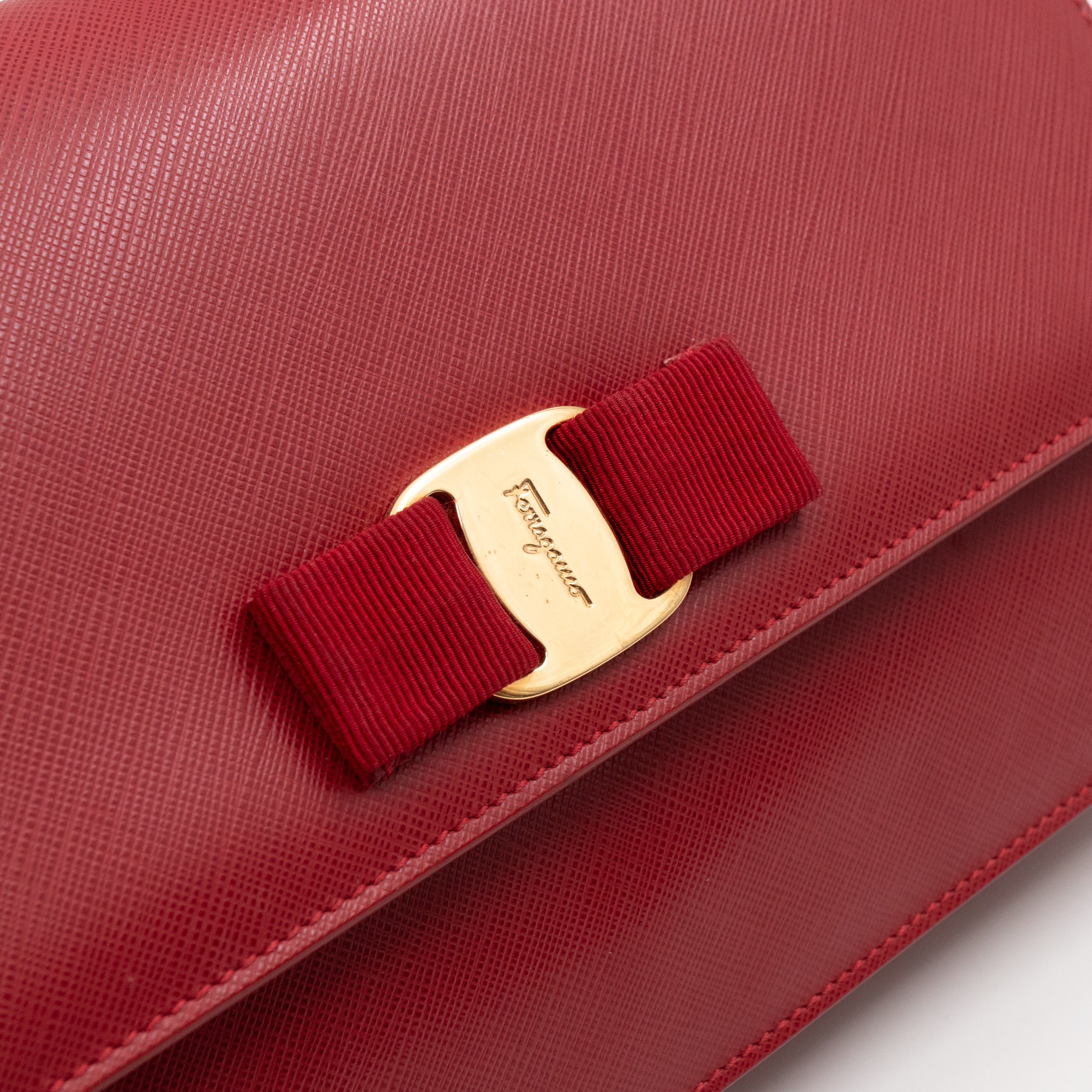 Ginny Vara Bow Red Saffiano Leather