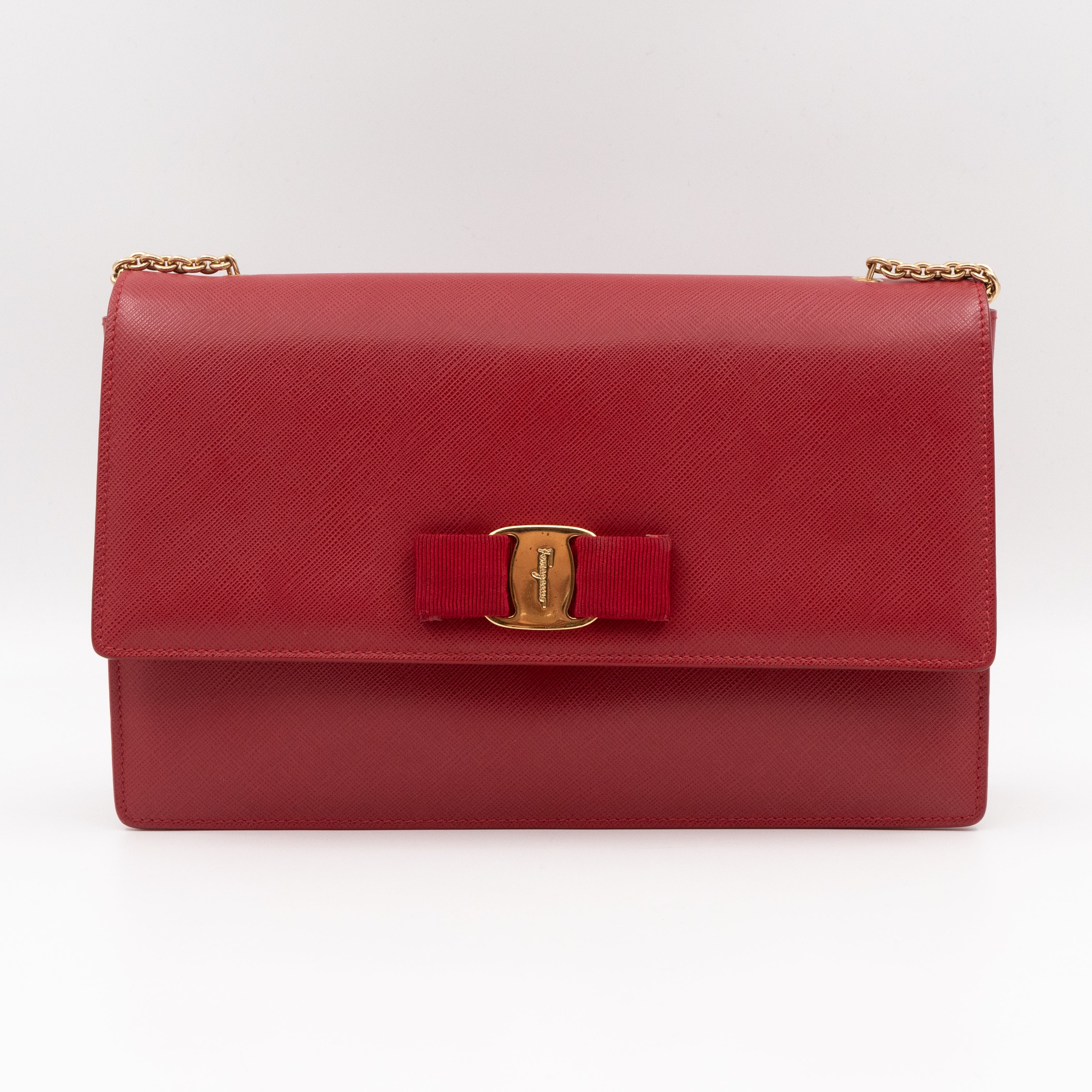 Ginny Vara Bow Red Saffiano Leather