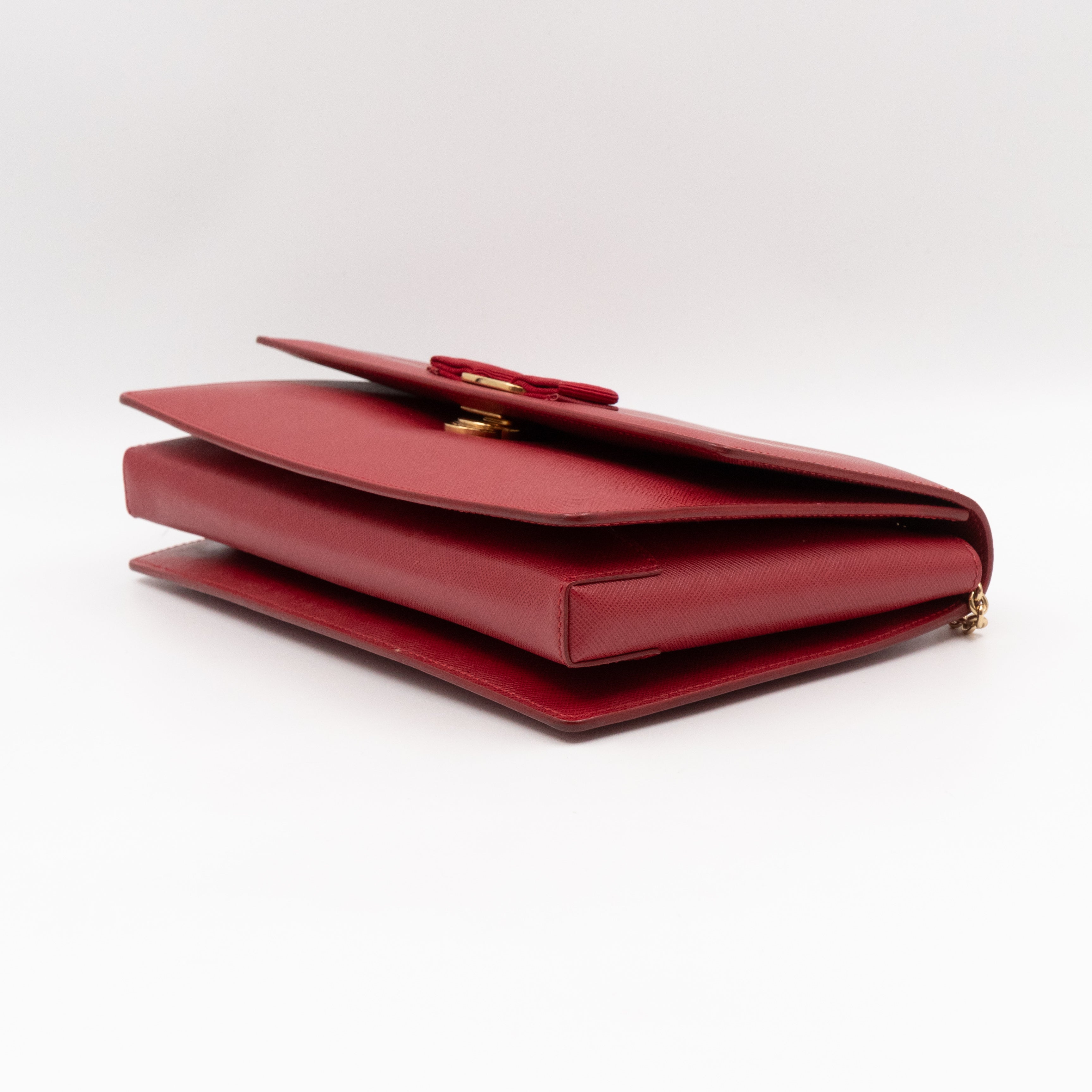 Ginny Vara Bow Red Saffiano Leather