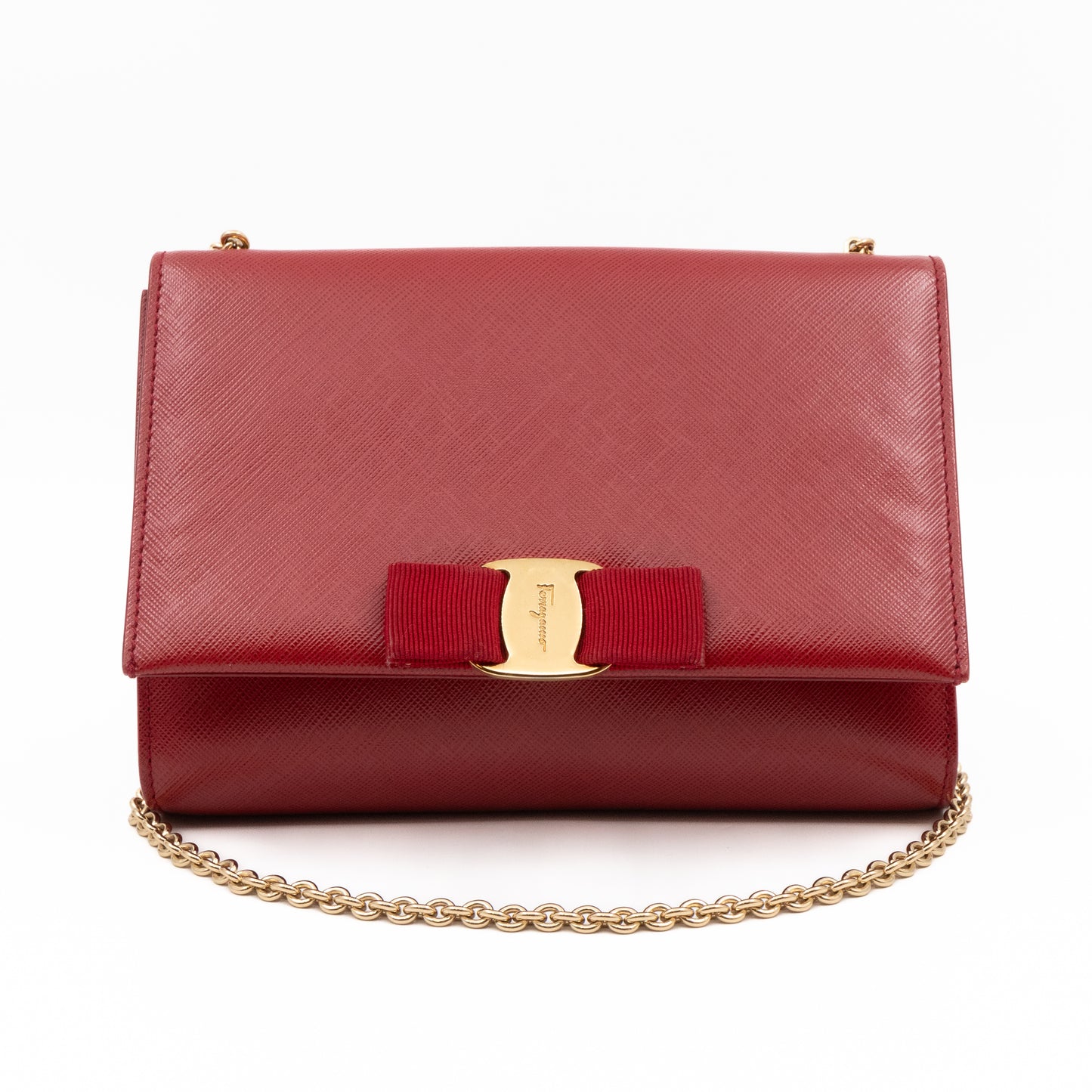 Ginny Vara Bow Mini Red Saffiano Leather