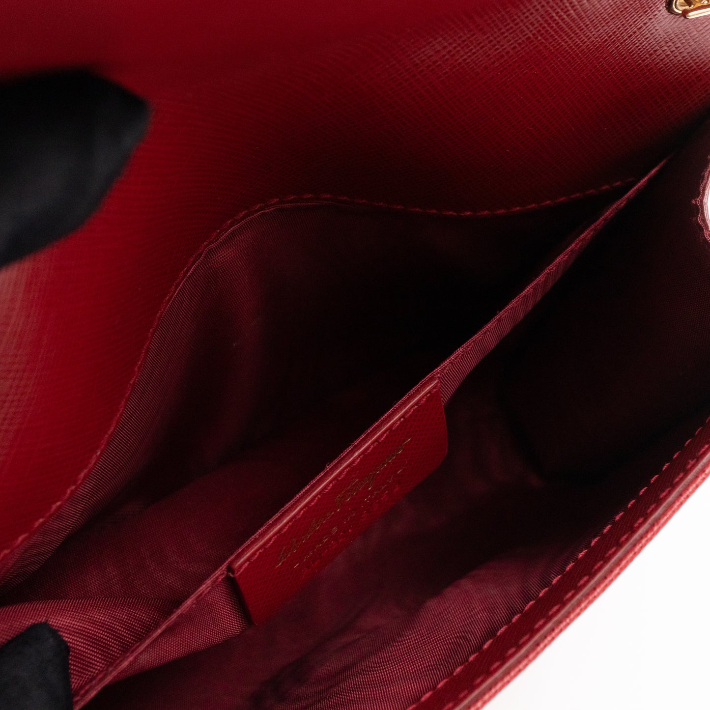 Ginny Vara Bow Mini Red Saffiano Leather