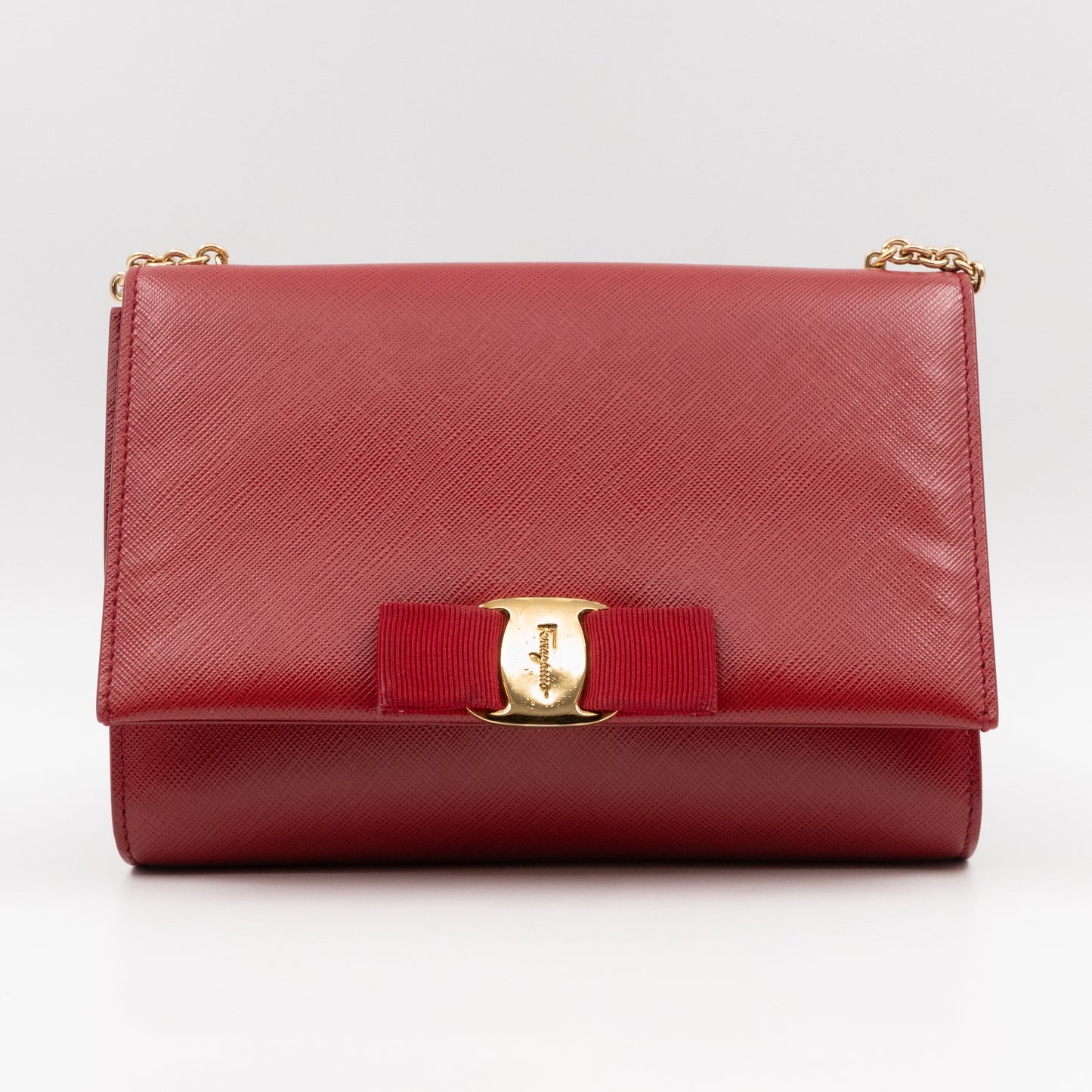 Ginny Vara Bow Mini Red Saffiano Leather