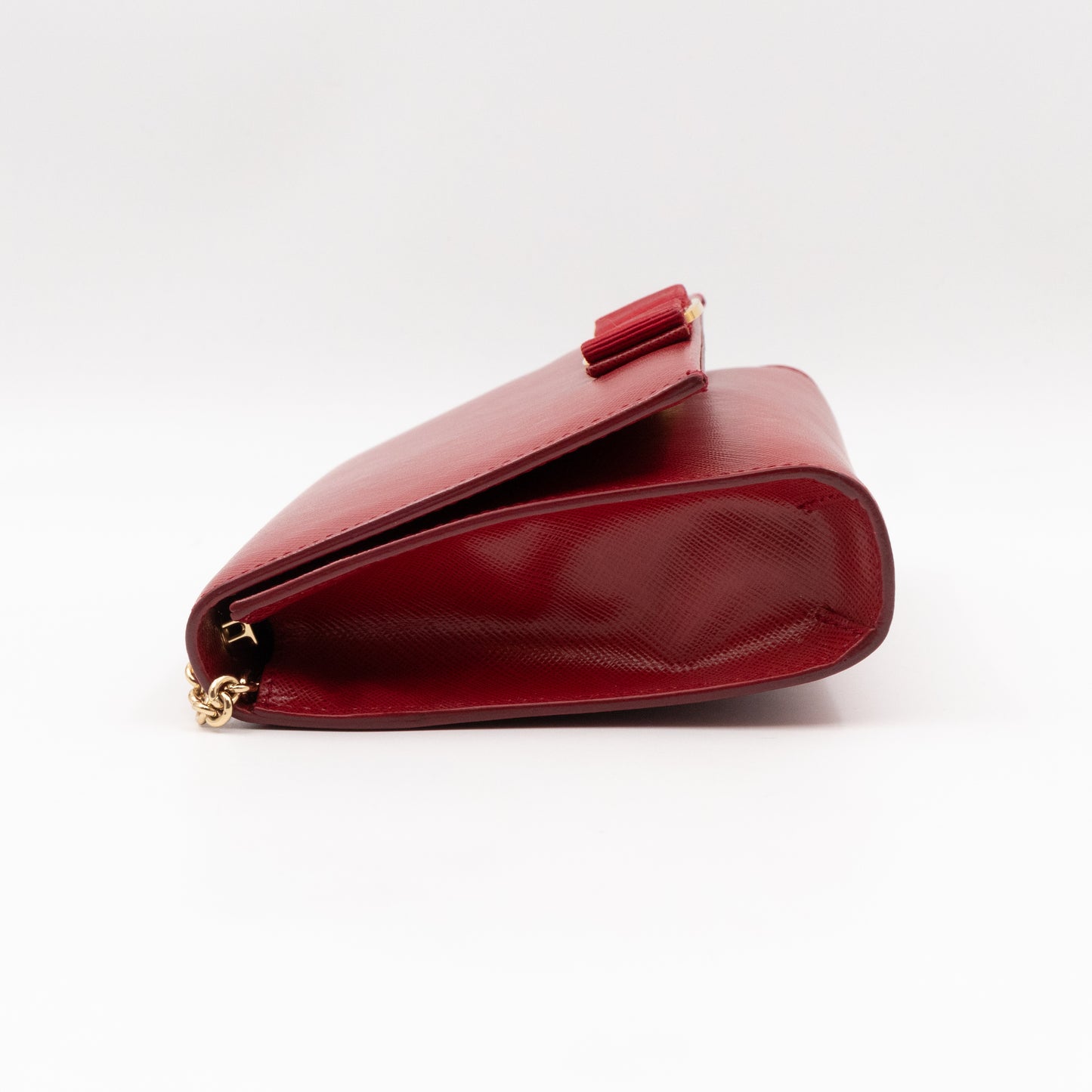 Ginny Vara Bow Mini Red Saffiano Leather