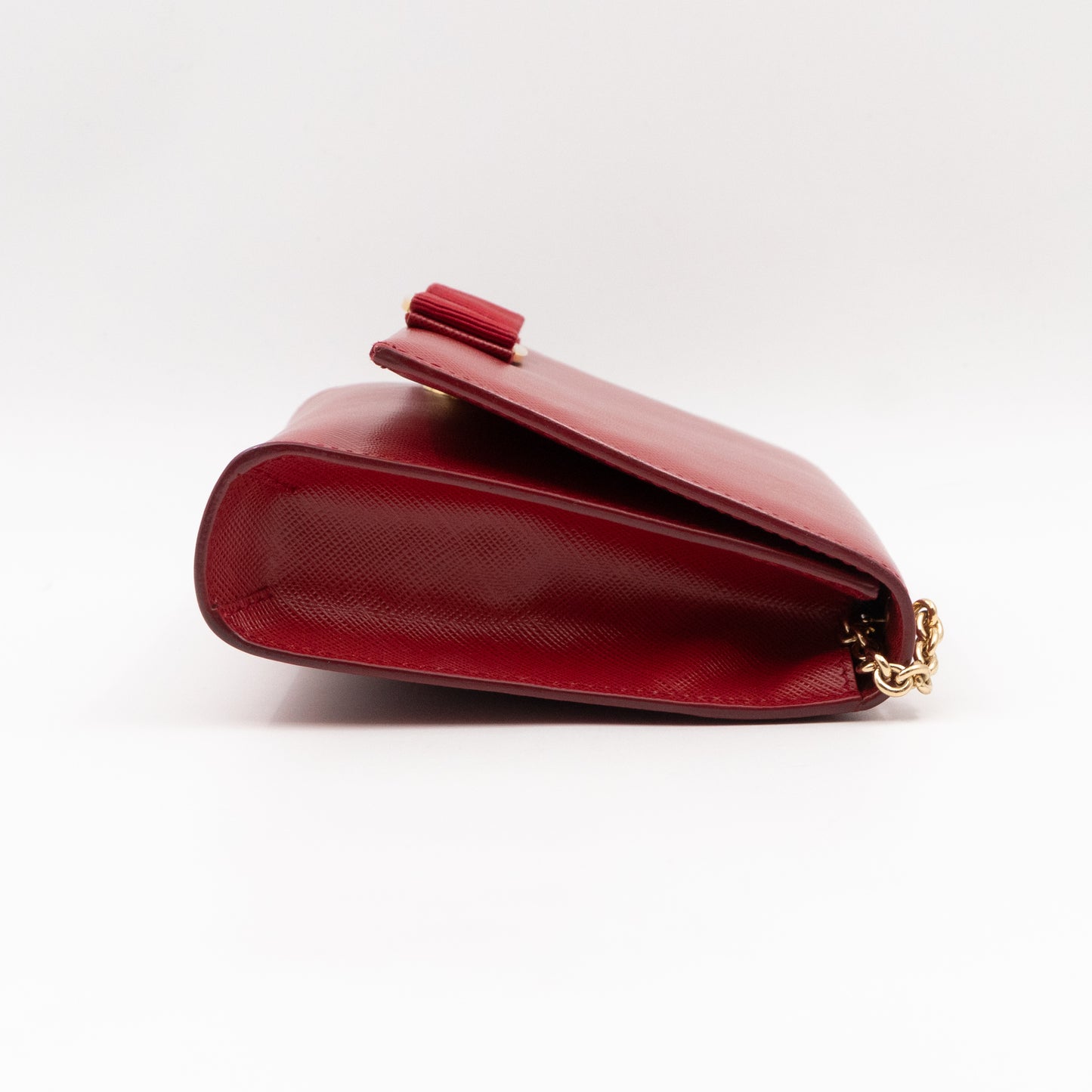 Ginny Vara Bow Mini Red Saffiano Leather