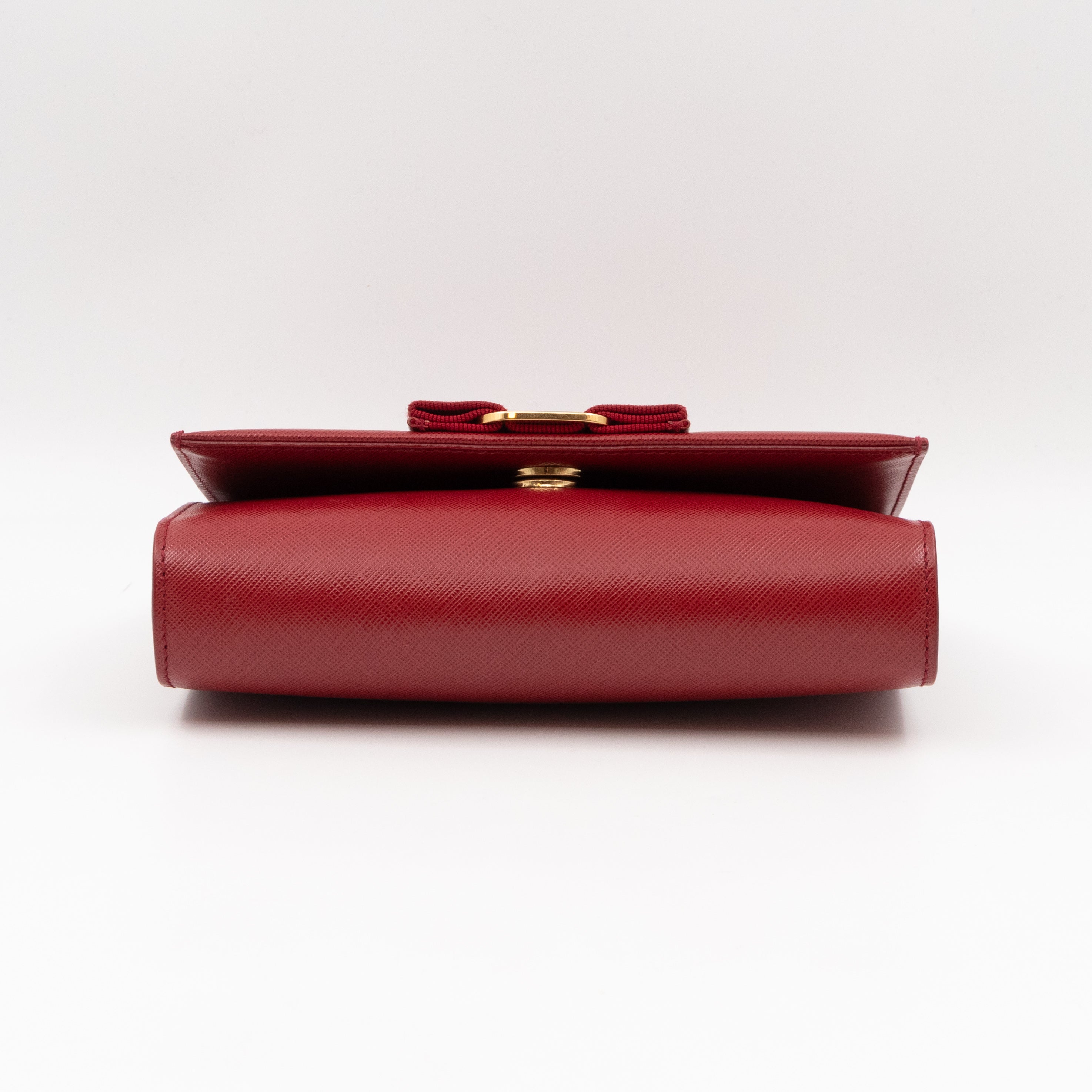 Ginny Vara Bow Mini Red Saffiano Leather
