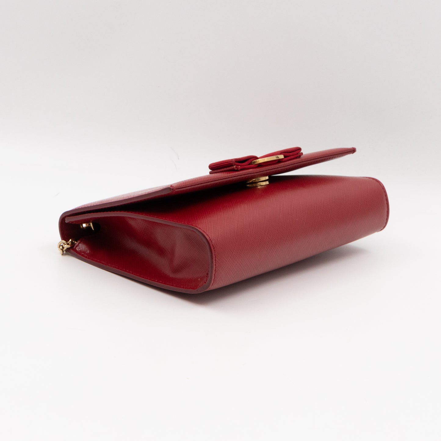 Ginny Vara Bow Mini Red Saffiano Leather