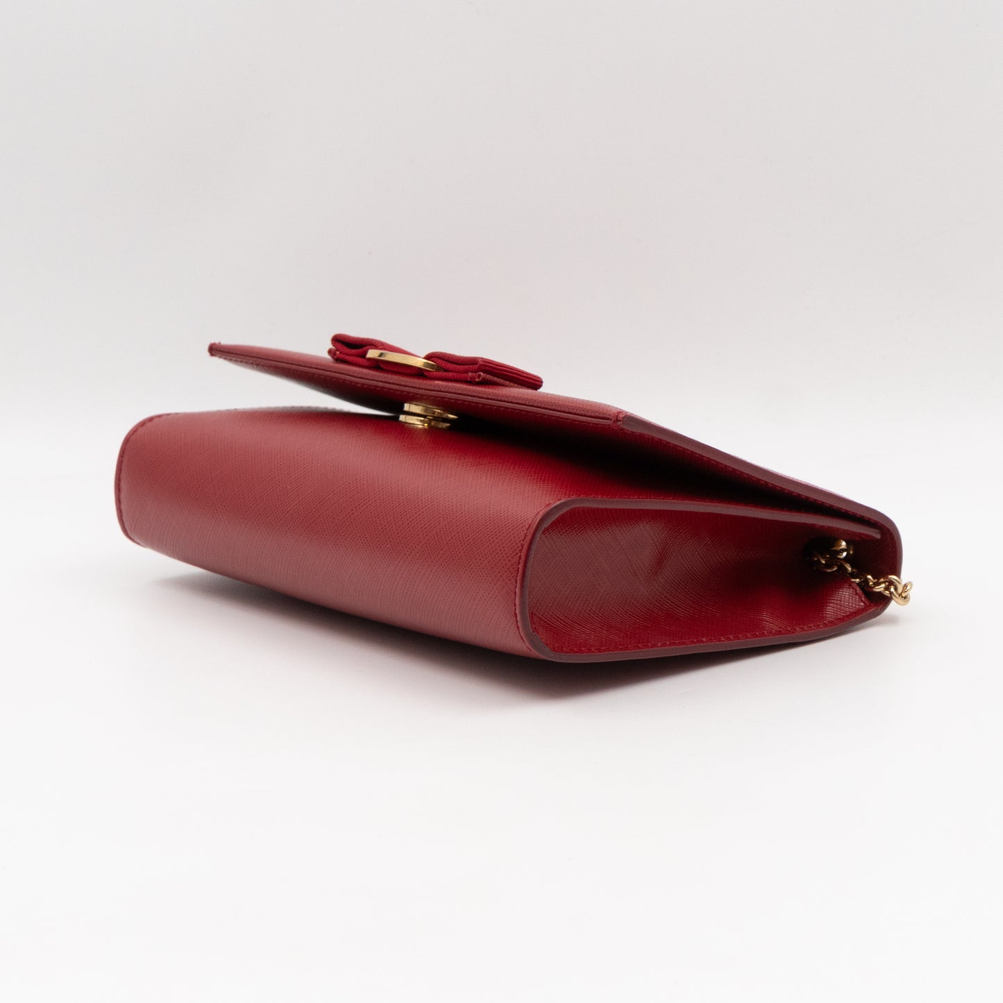 Ginny Vara Bow Mini Red Saffiano Leather