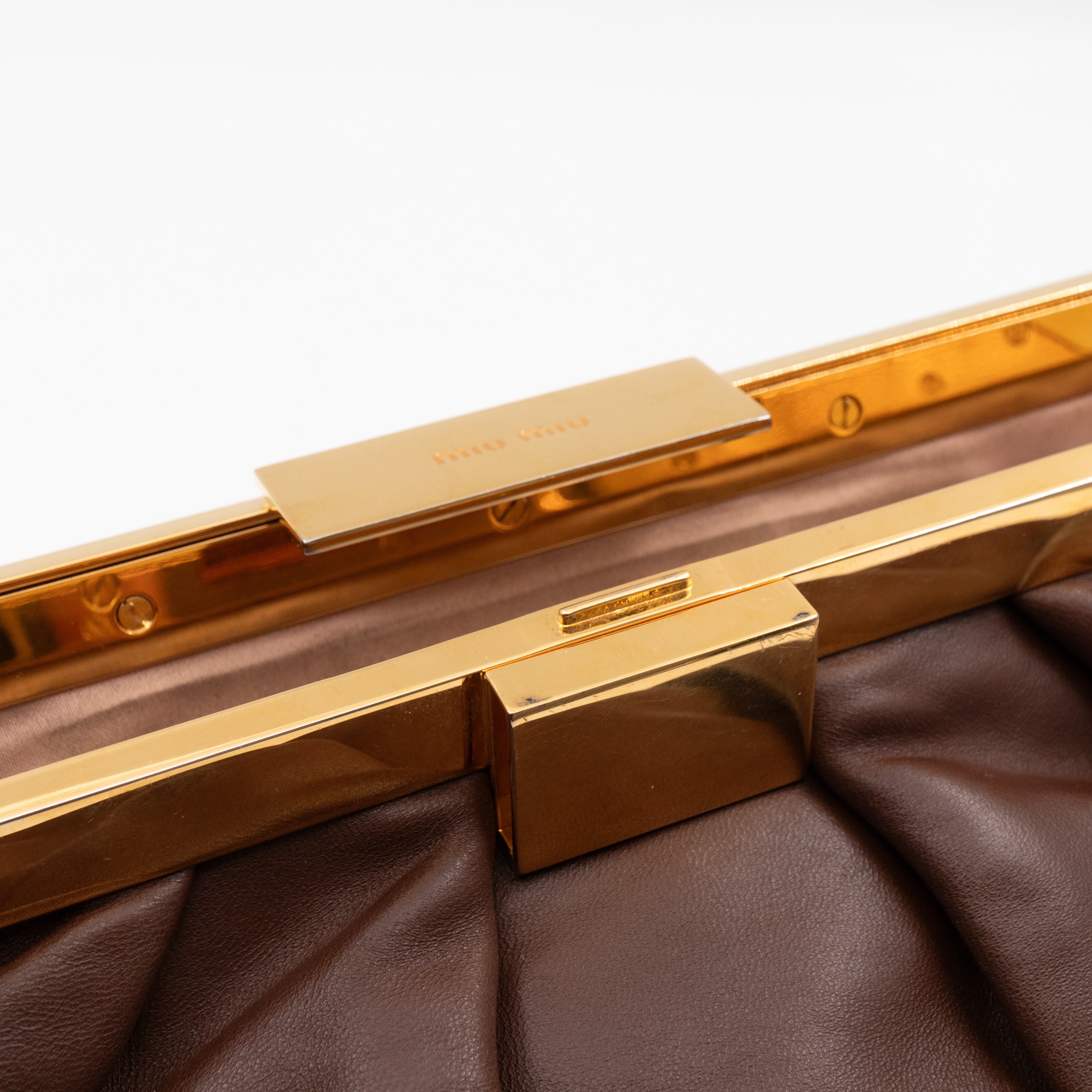 Large Frame Clutch Brown Leather