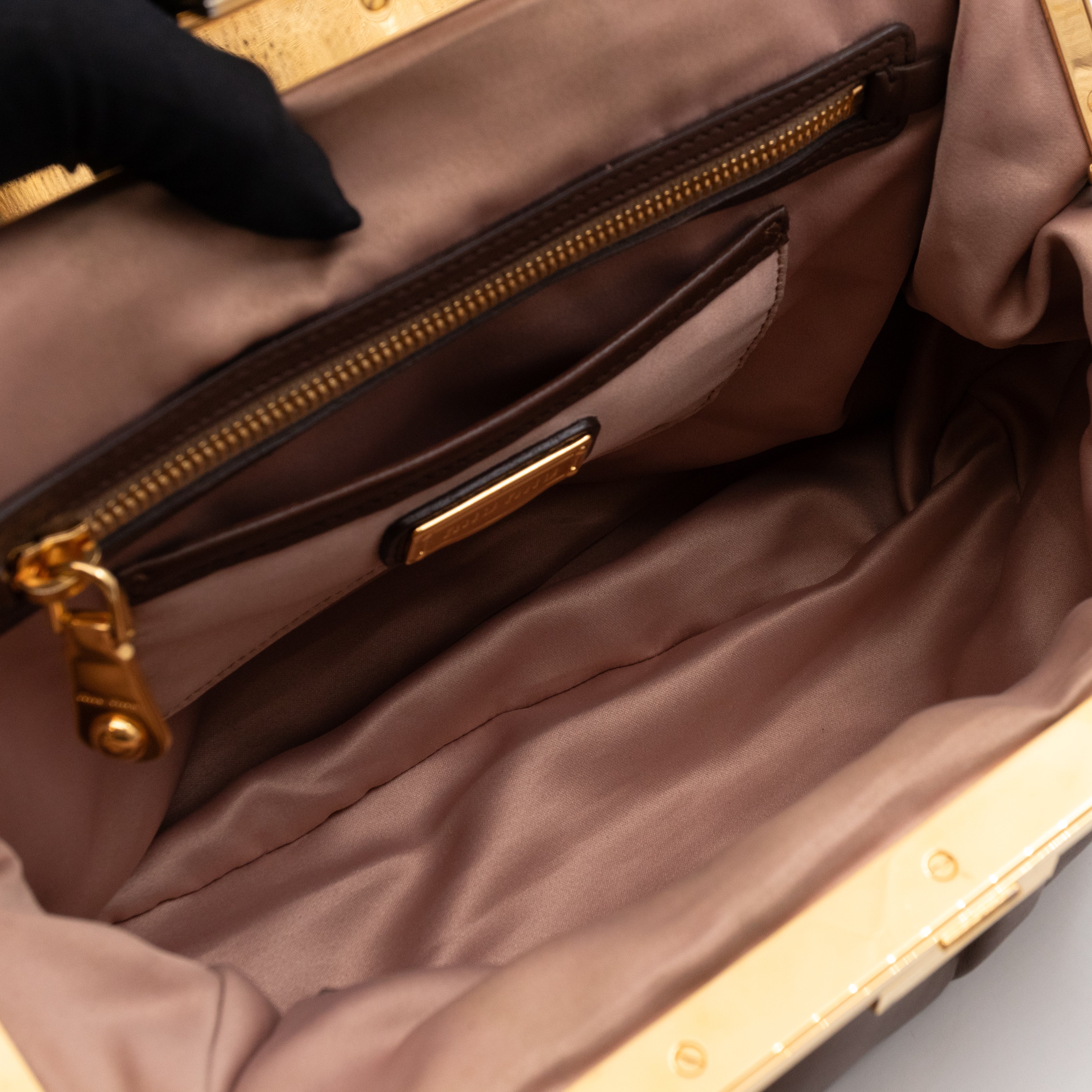 Large Frame Clutch Brown Leather