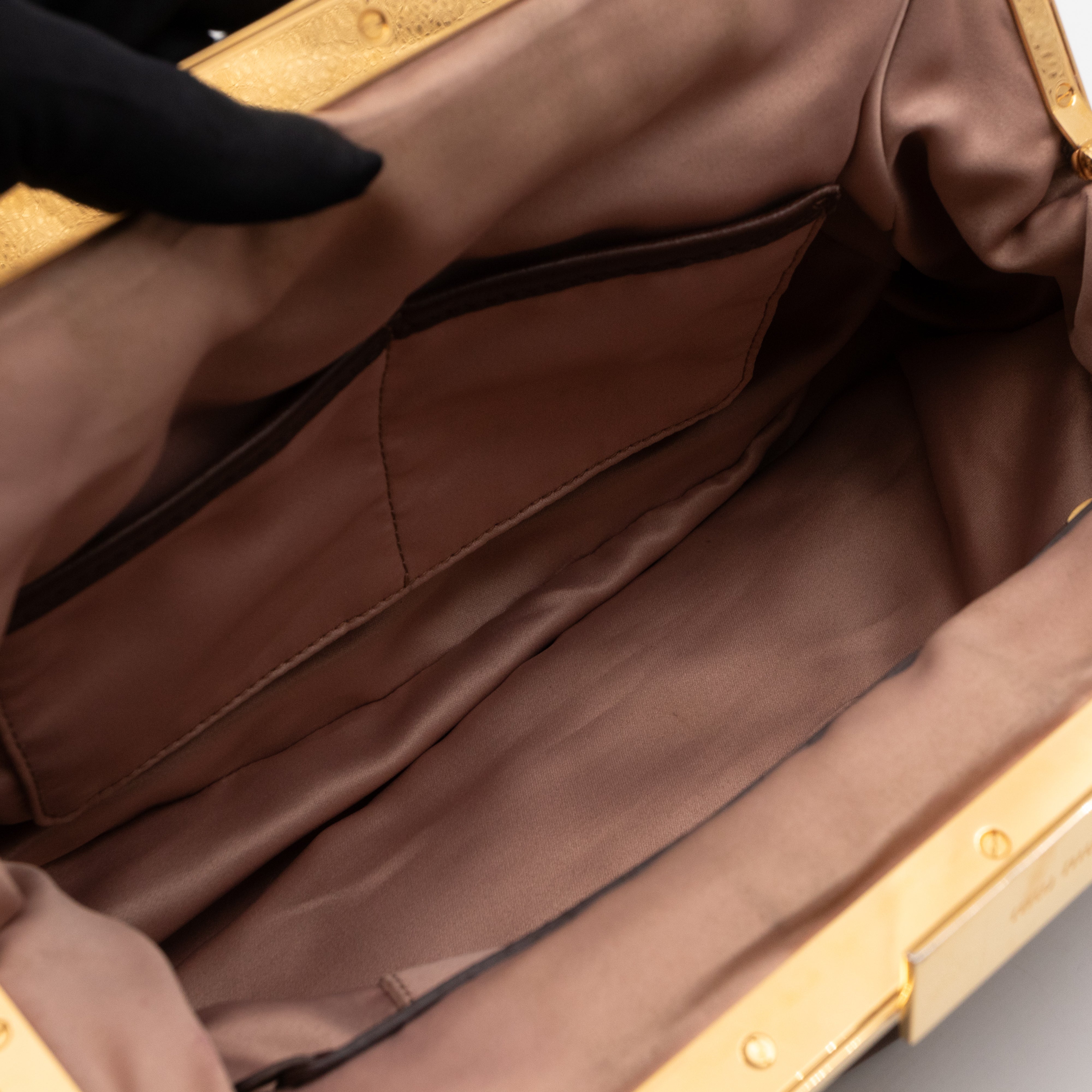 Large Frame Clutch Brown Leather