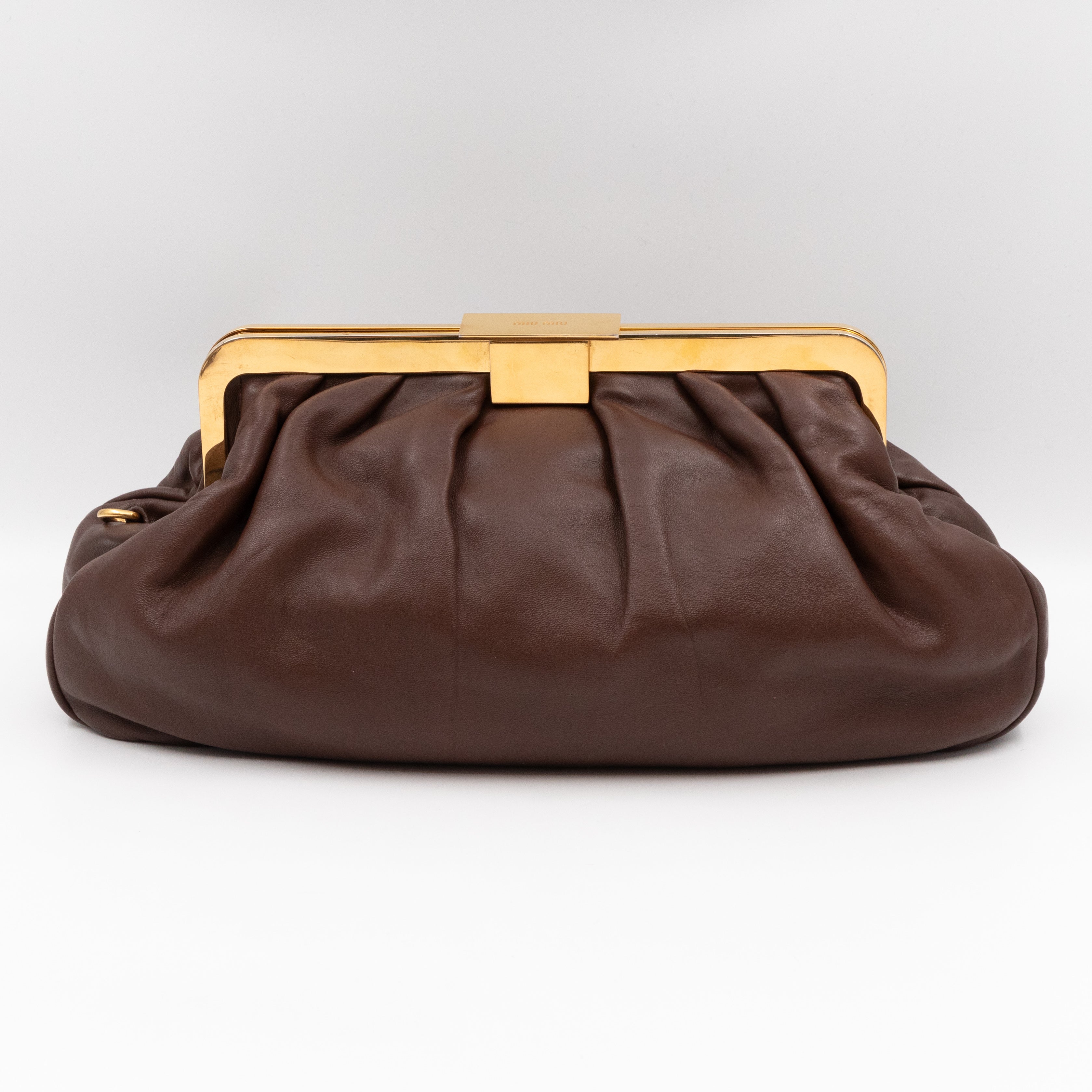 Large Frame Clutch Brown Leather