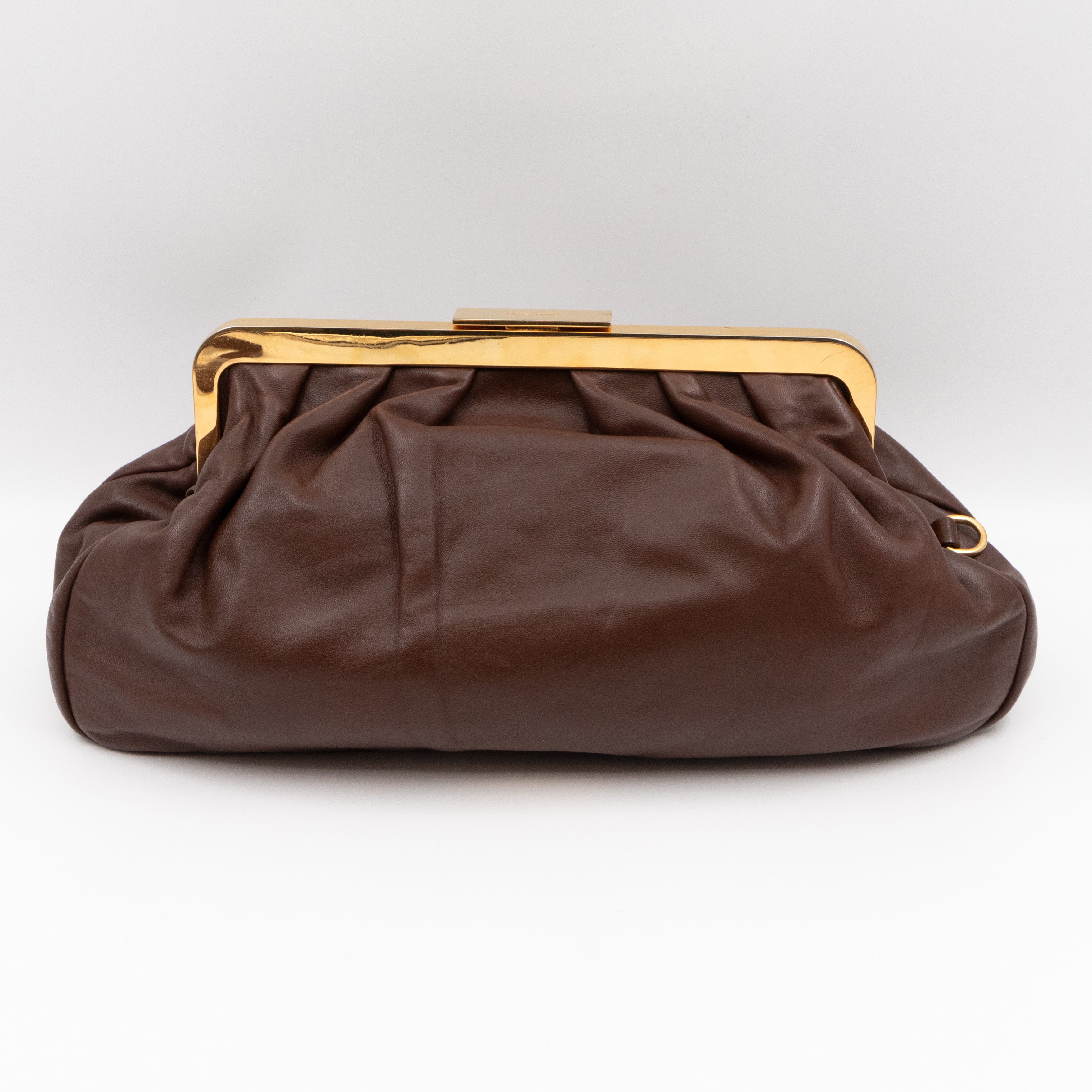 Large Frame Clutch Brown Leather