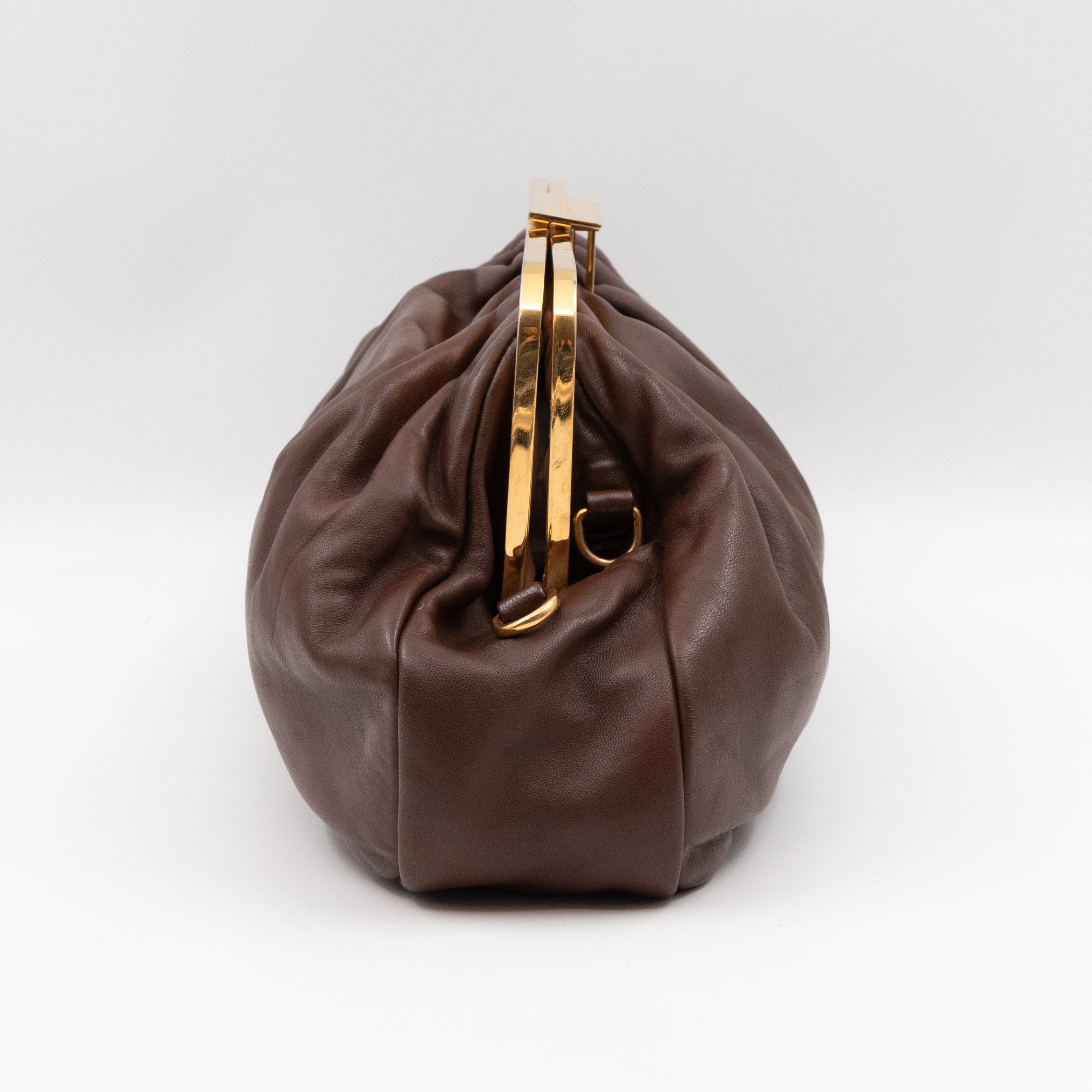 Large Frame Clutch Brown Leather