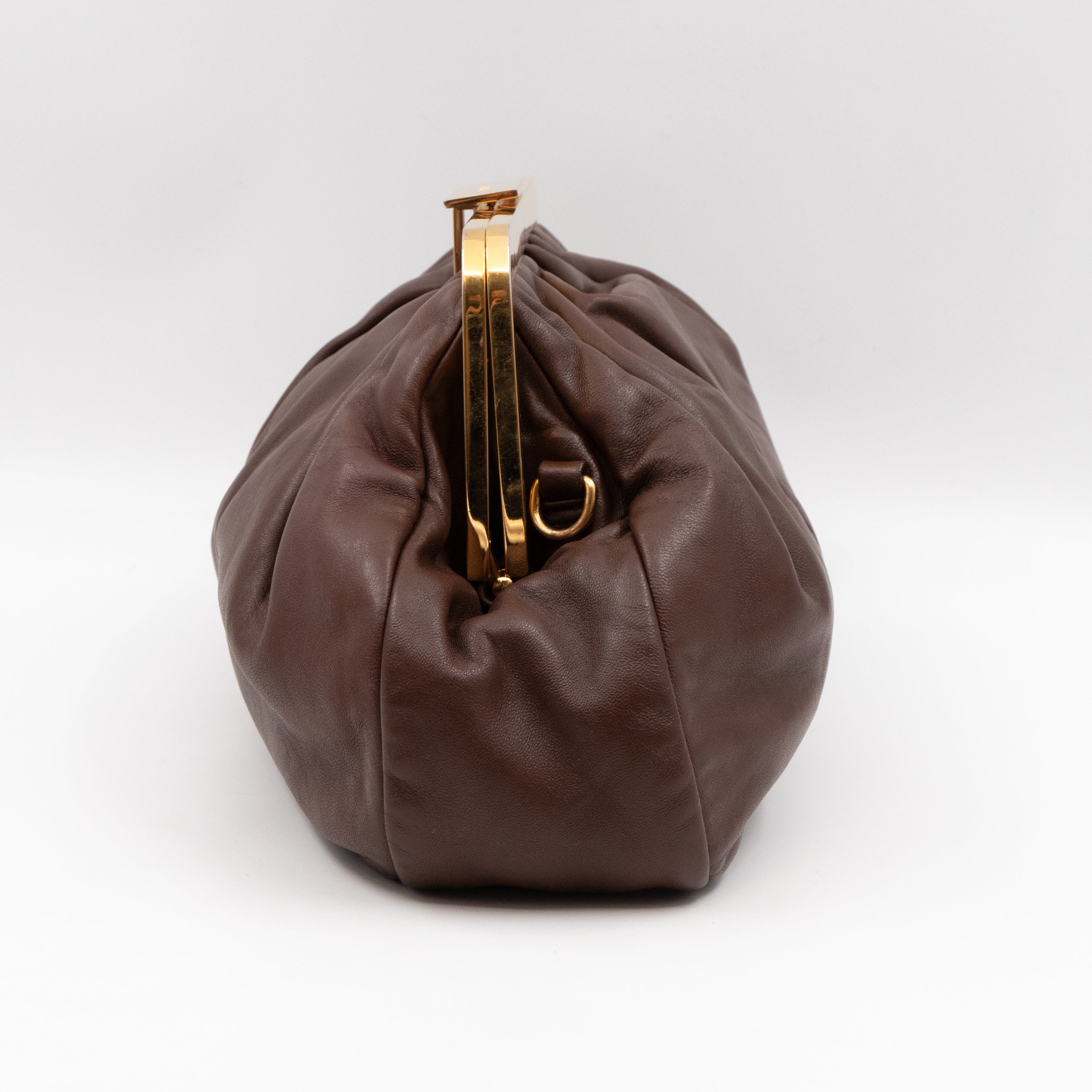 Large Frame Clutch Brown Leather