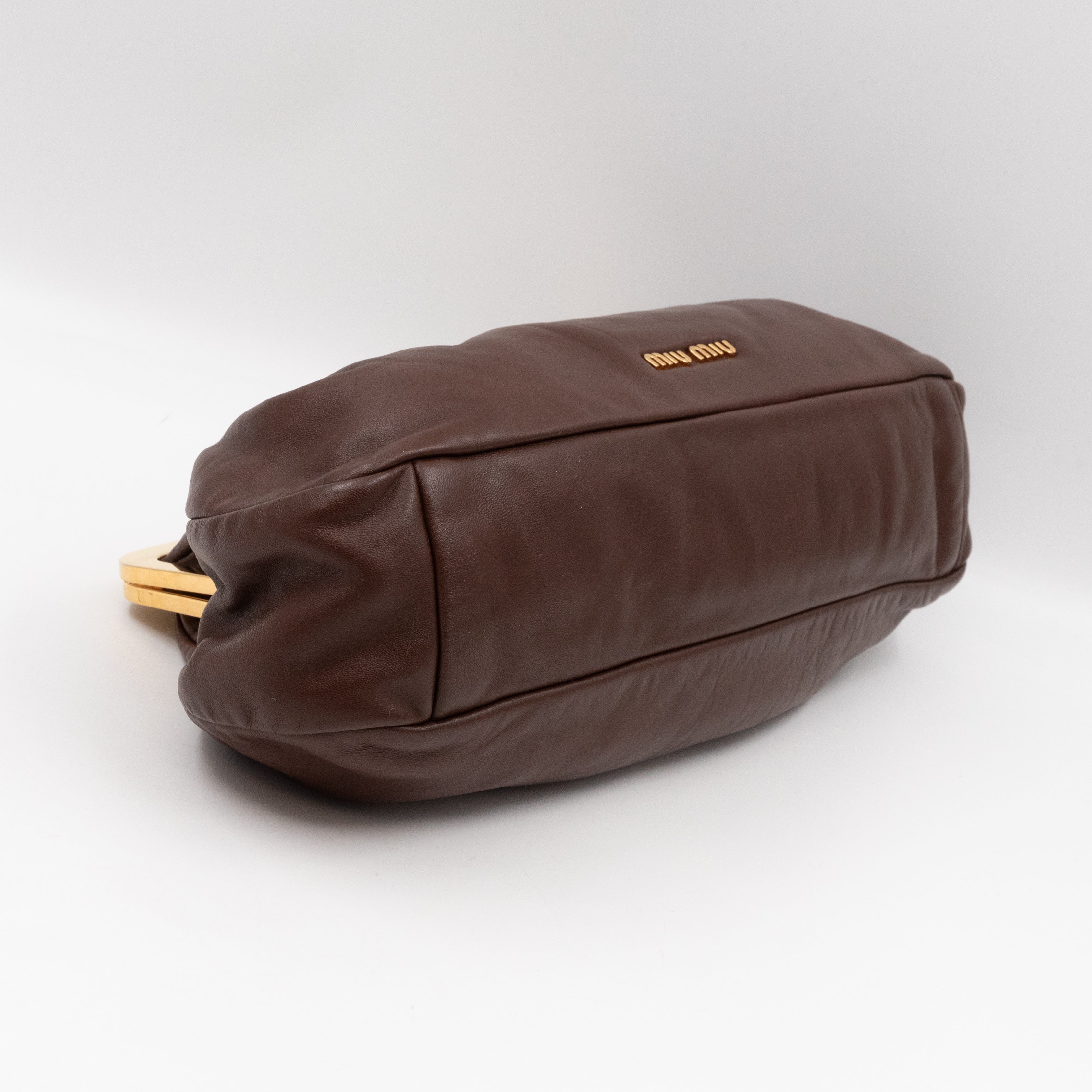 Large Frame Clutch Brown Leather