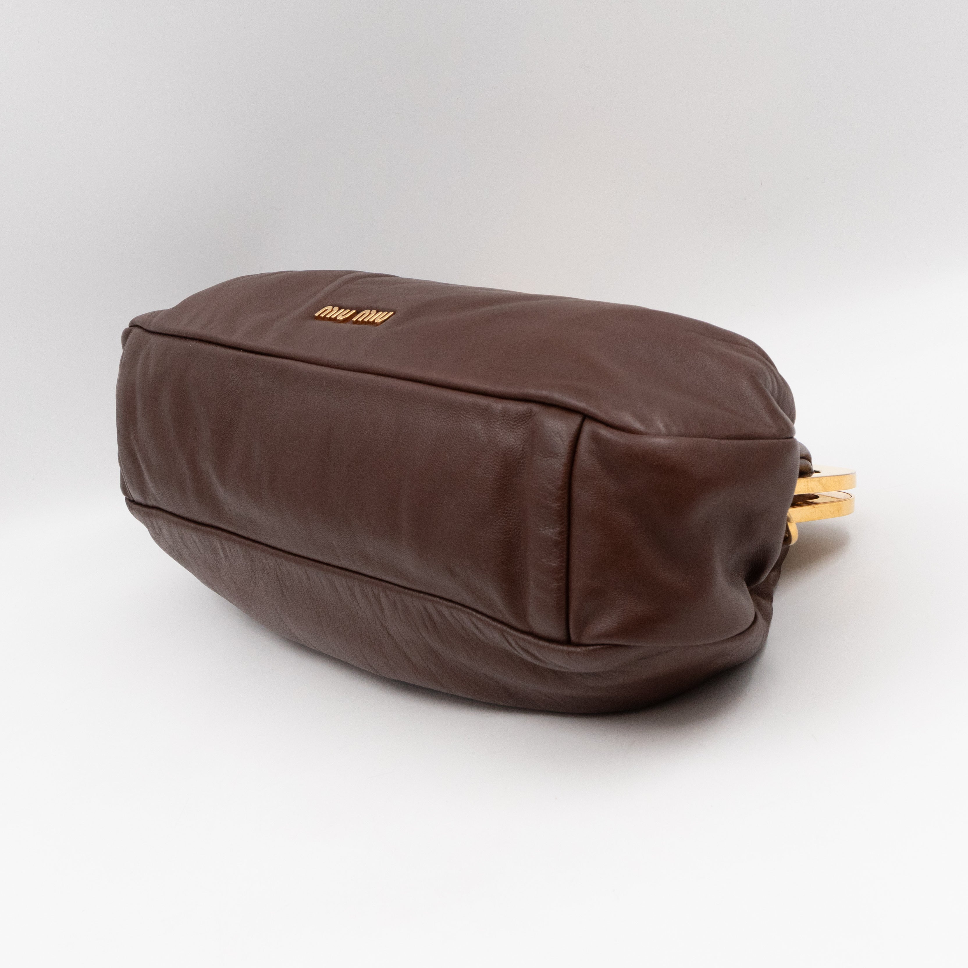 Large Frame Clutch Brown Leather